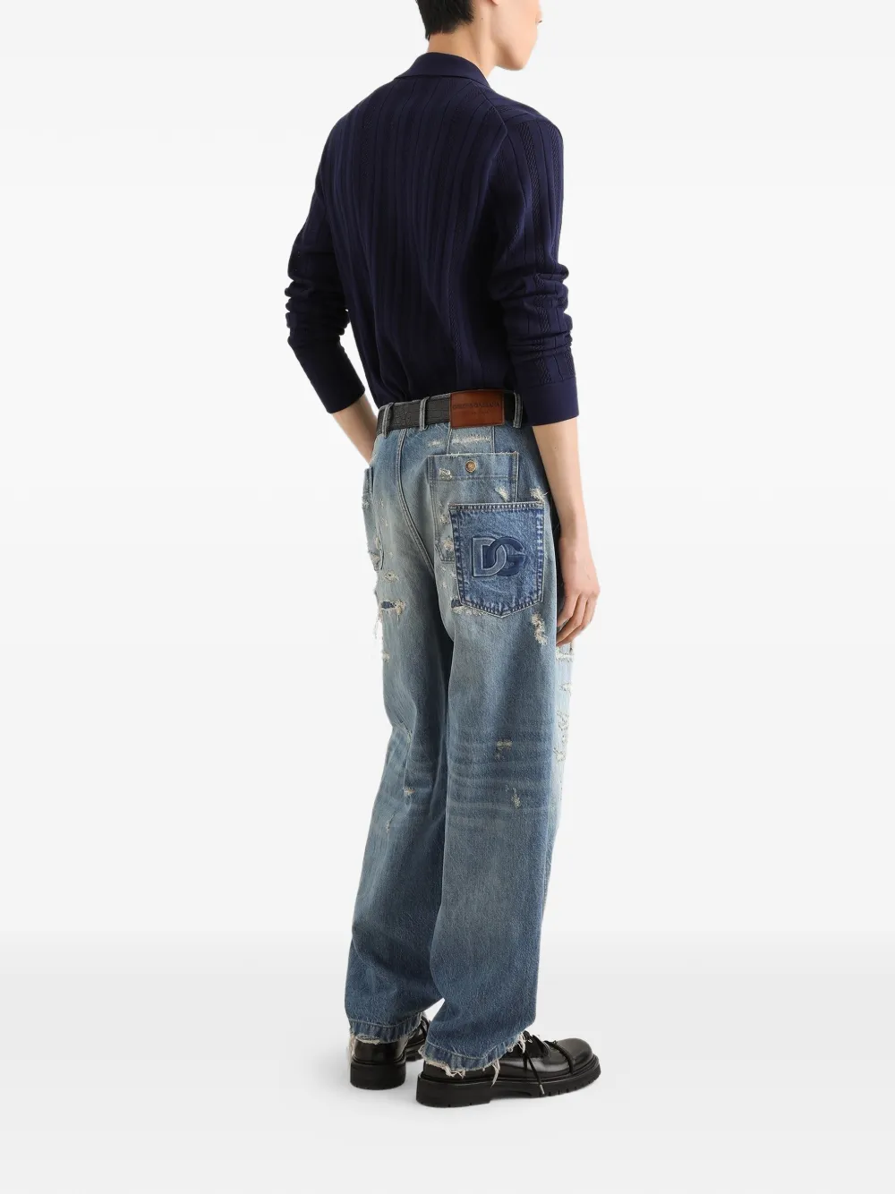Dolce & Gabbana Opengewerkte katoenen vest Blauw