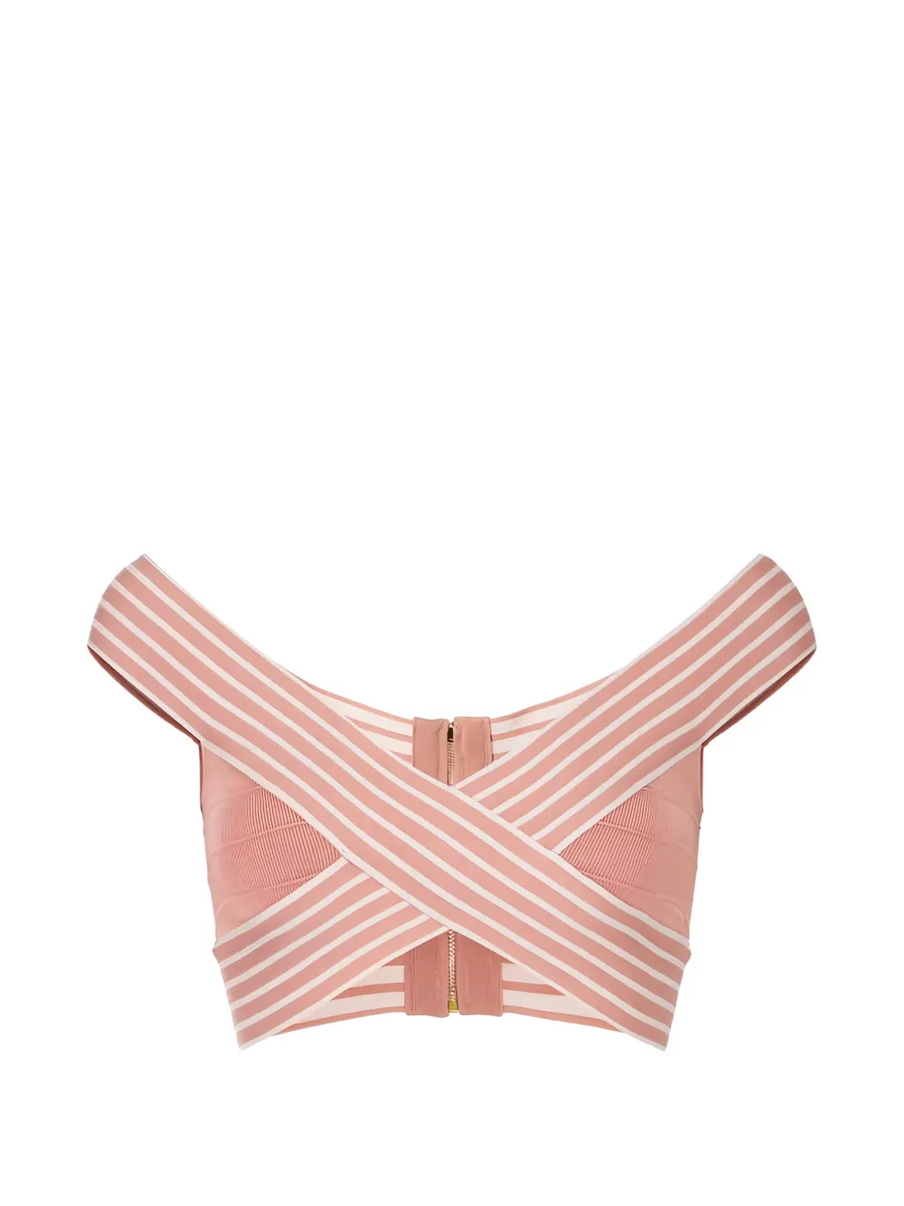 Elisabetta Franchi striped-trim crossover top - Rosa