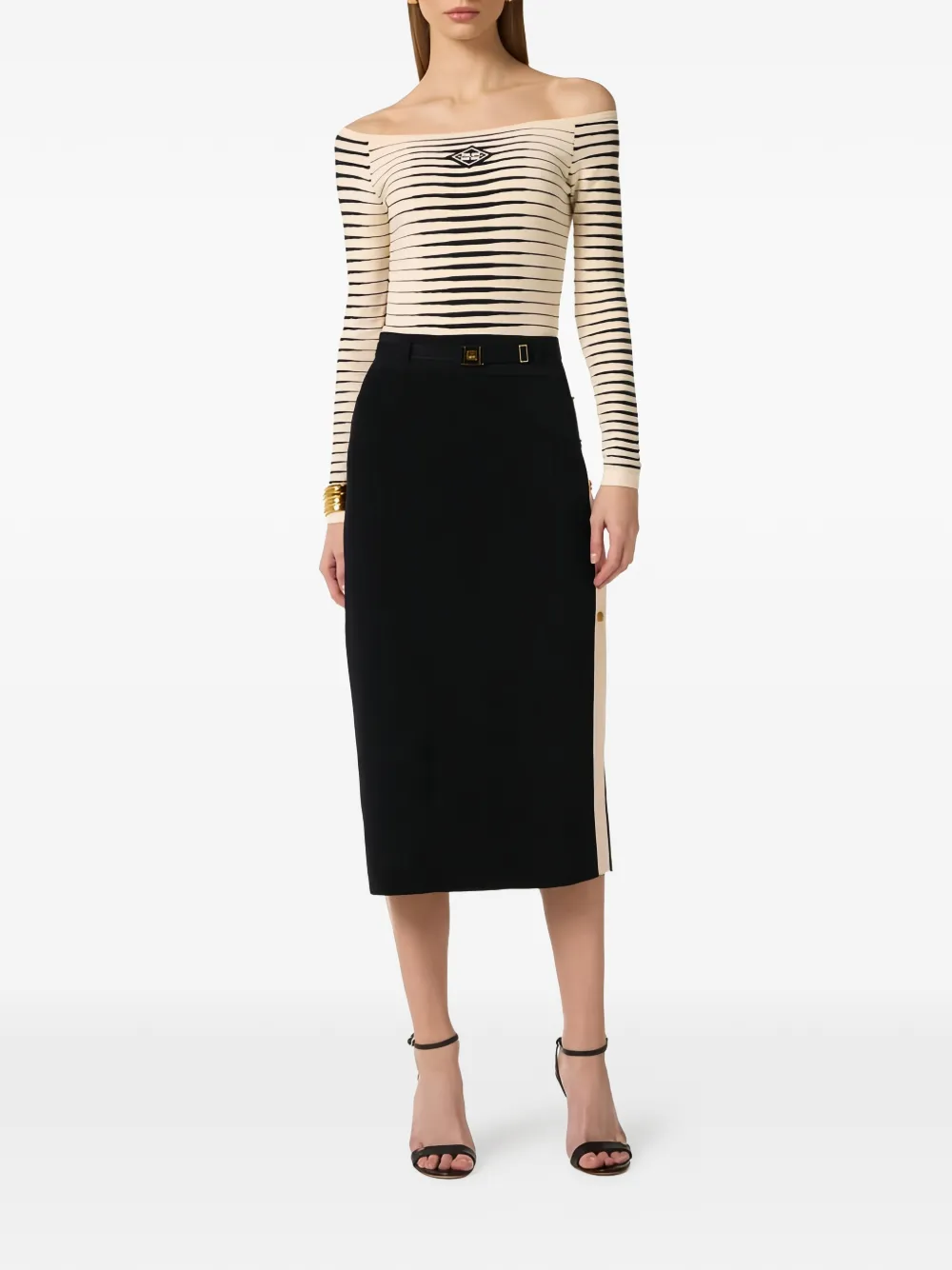 Elisabetta Franchi Off-shoulder body Beige
