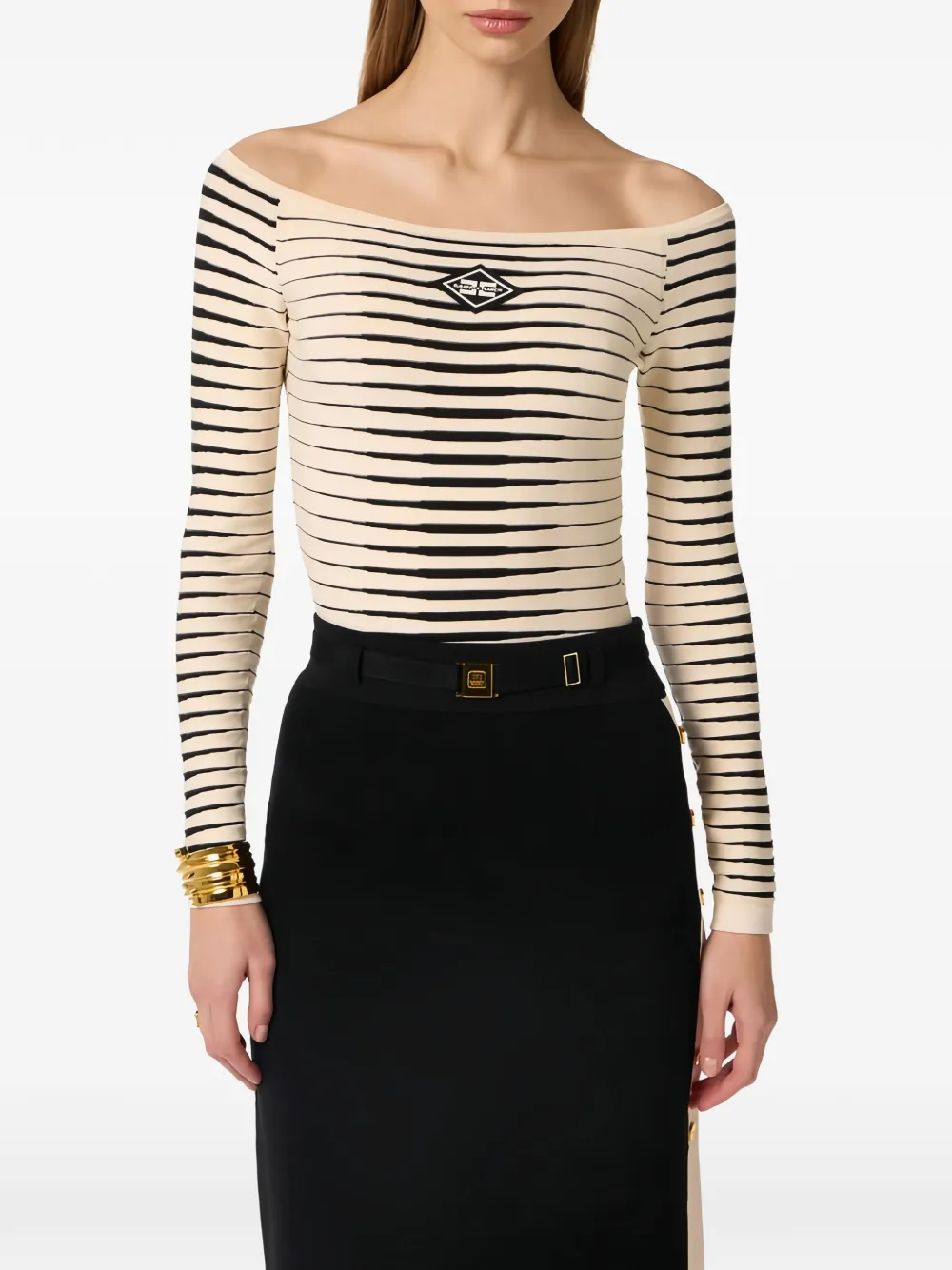 Elisabetta Franchi Off-shoulder body Beige