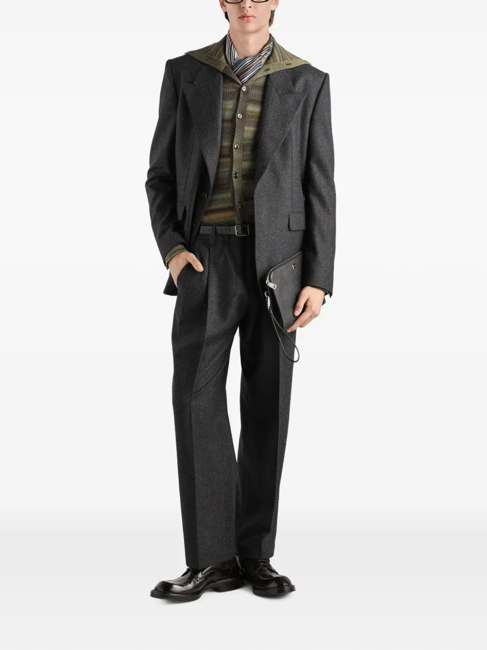 Dolce & Gabbana ribbed wool cardigan Groen