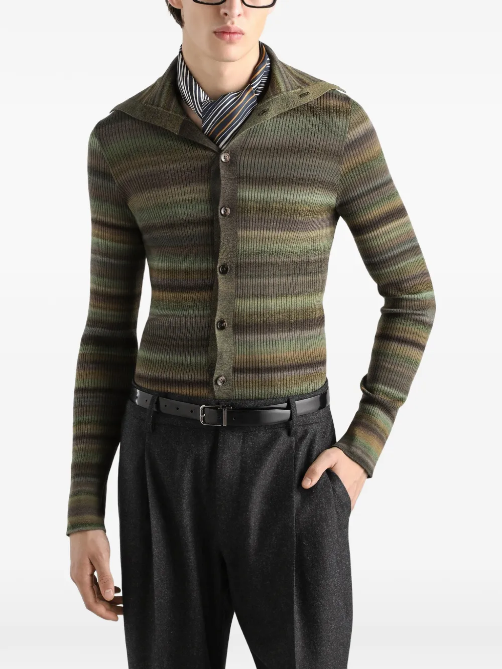 Dolce & Gabbana ribbed wool cardigan Groen