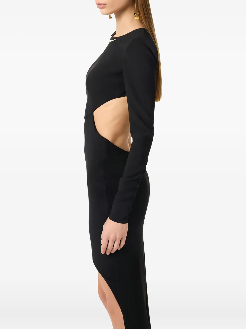 Elisabetta Franchi Asymmetrische jurk met uitgesneden details Zwart