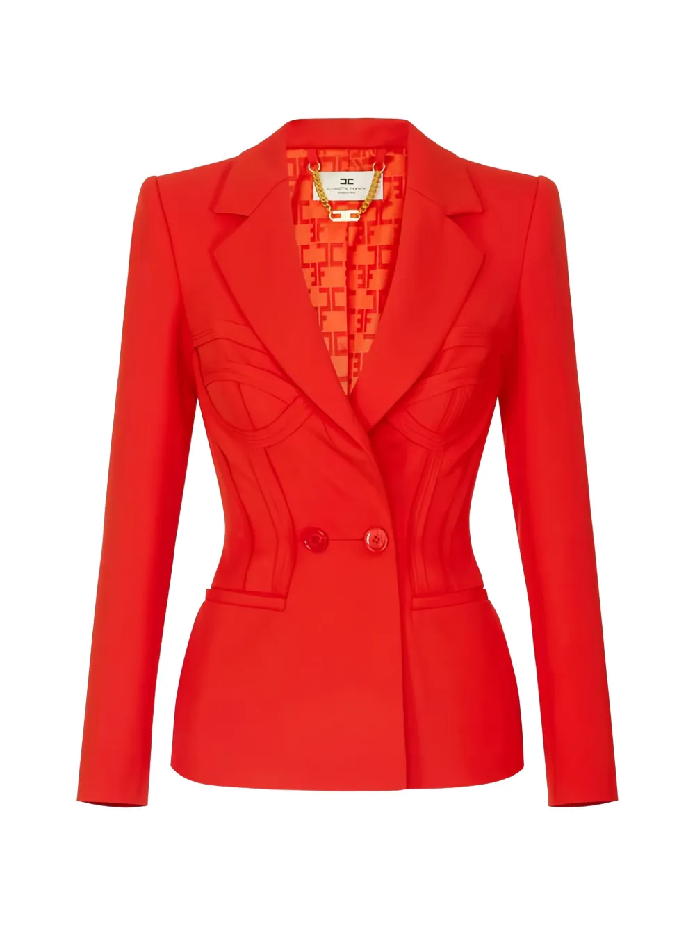 Elisabetta Franchi raw-edge bustier-line jacket - Rosso