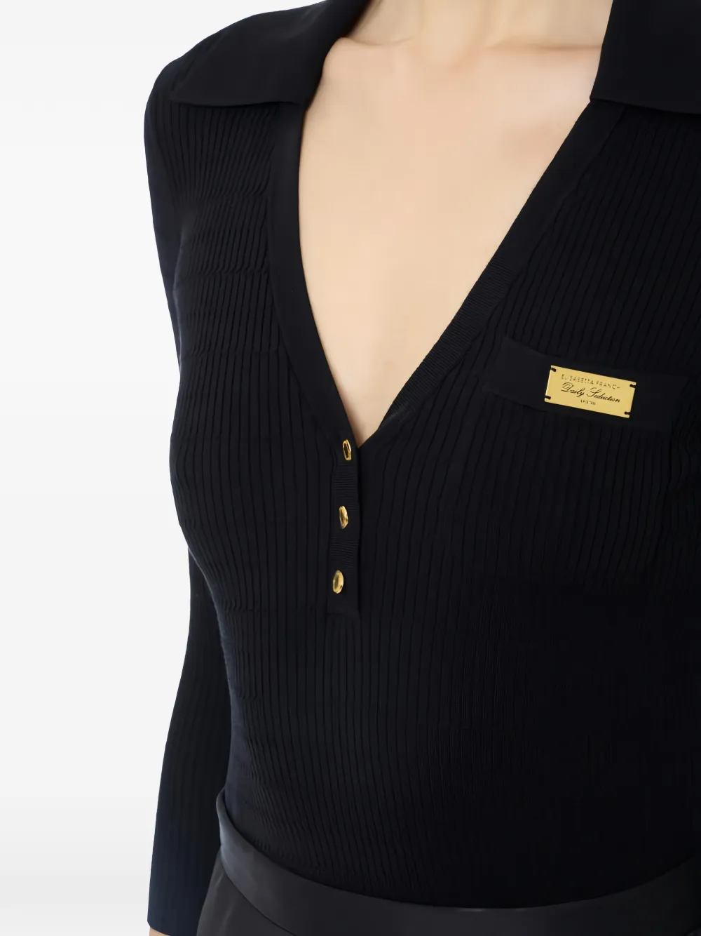 Elisabetta Franchi Midi-jurk met satijnen rok Zwart