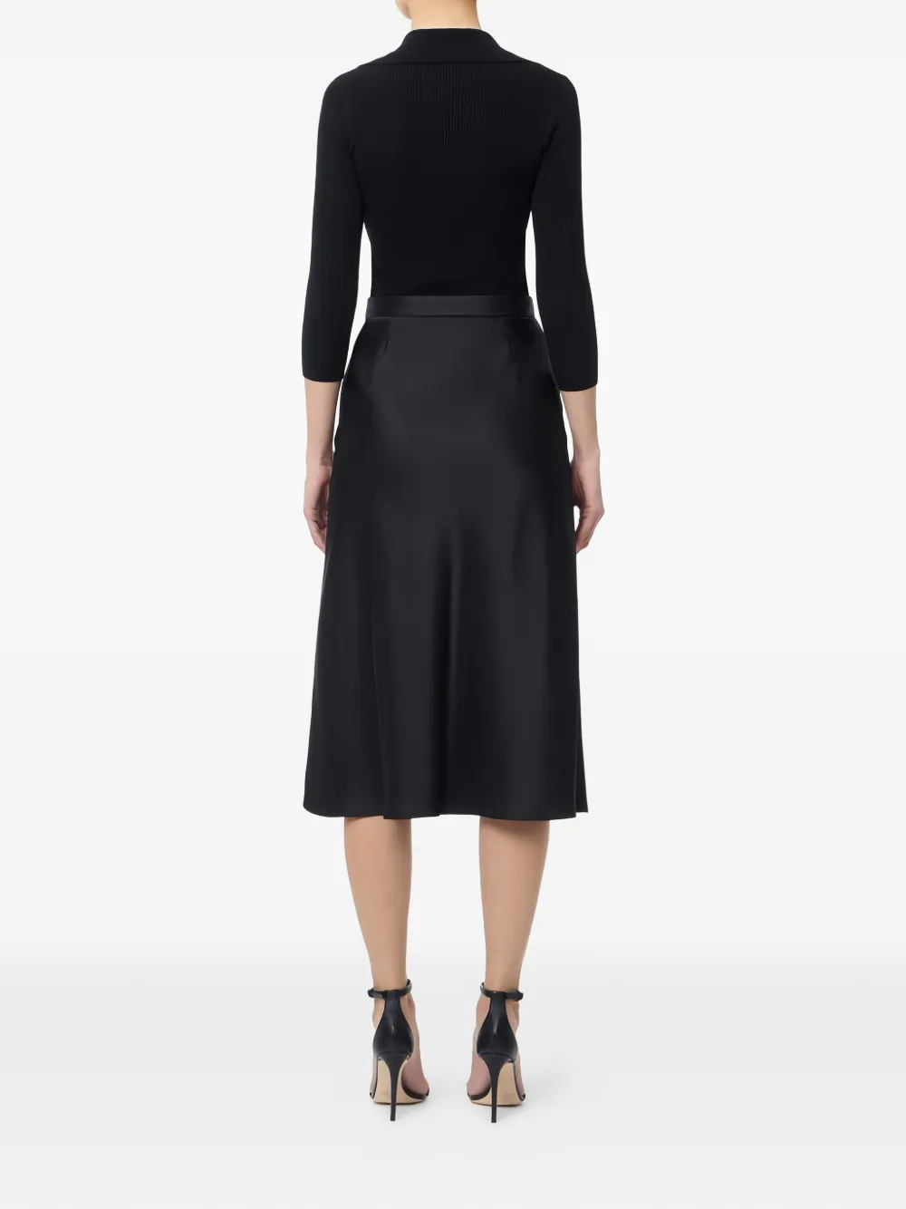 Elisabetta Franchi Midi-jurk met satijnen rok Zwart