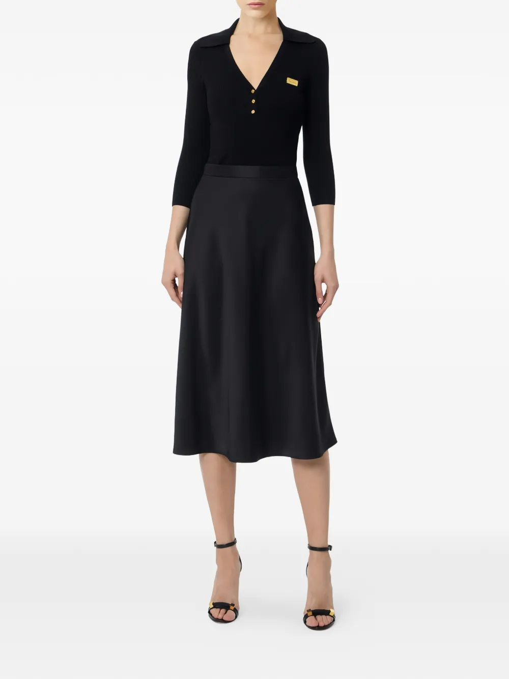 Elisabetta Franchi Midi-jurk met satijnen rok Zwart