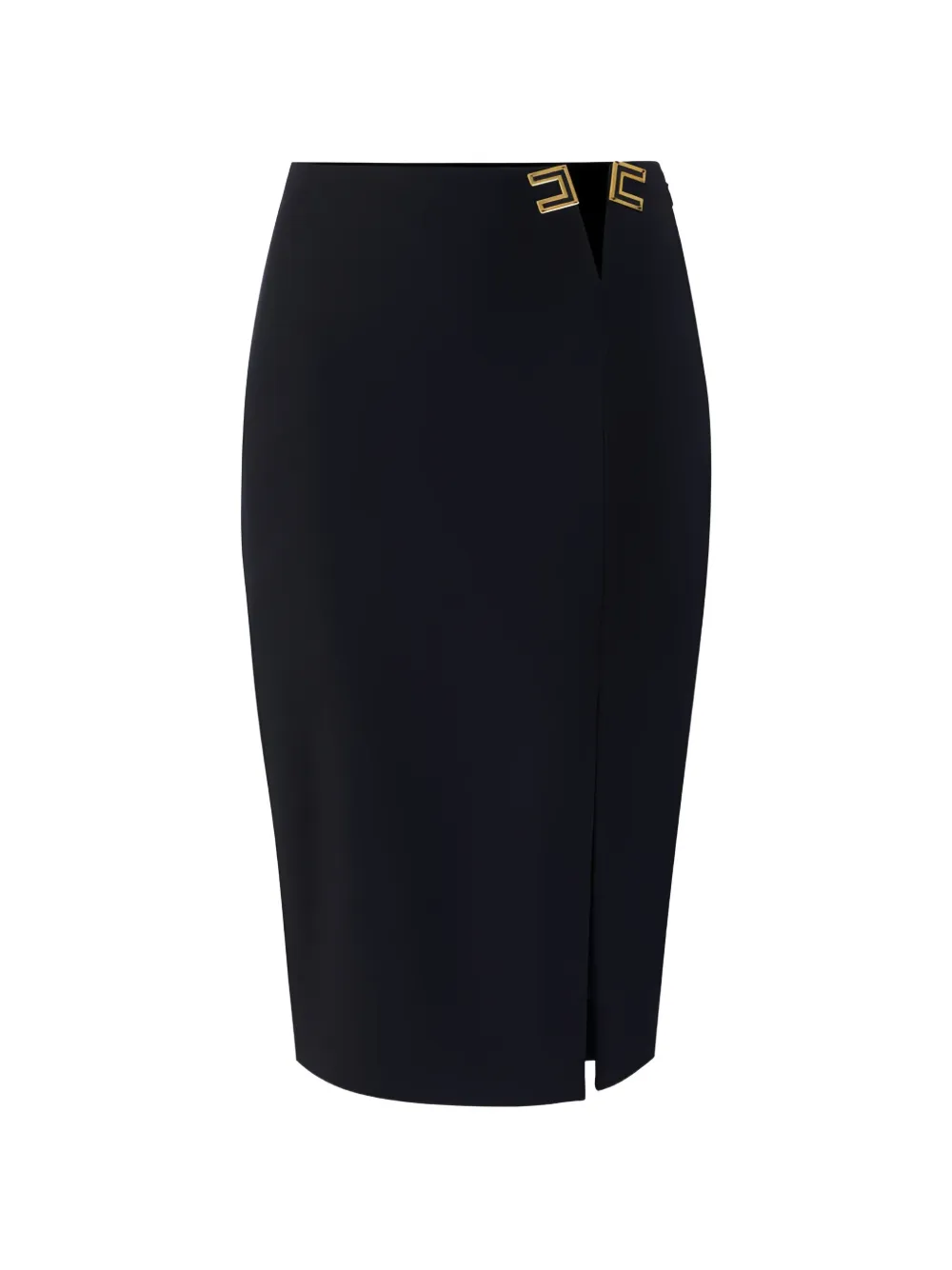 Elisabetta Franchi logo-detail slit-detail midi skirt - Nero