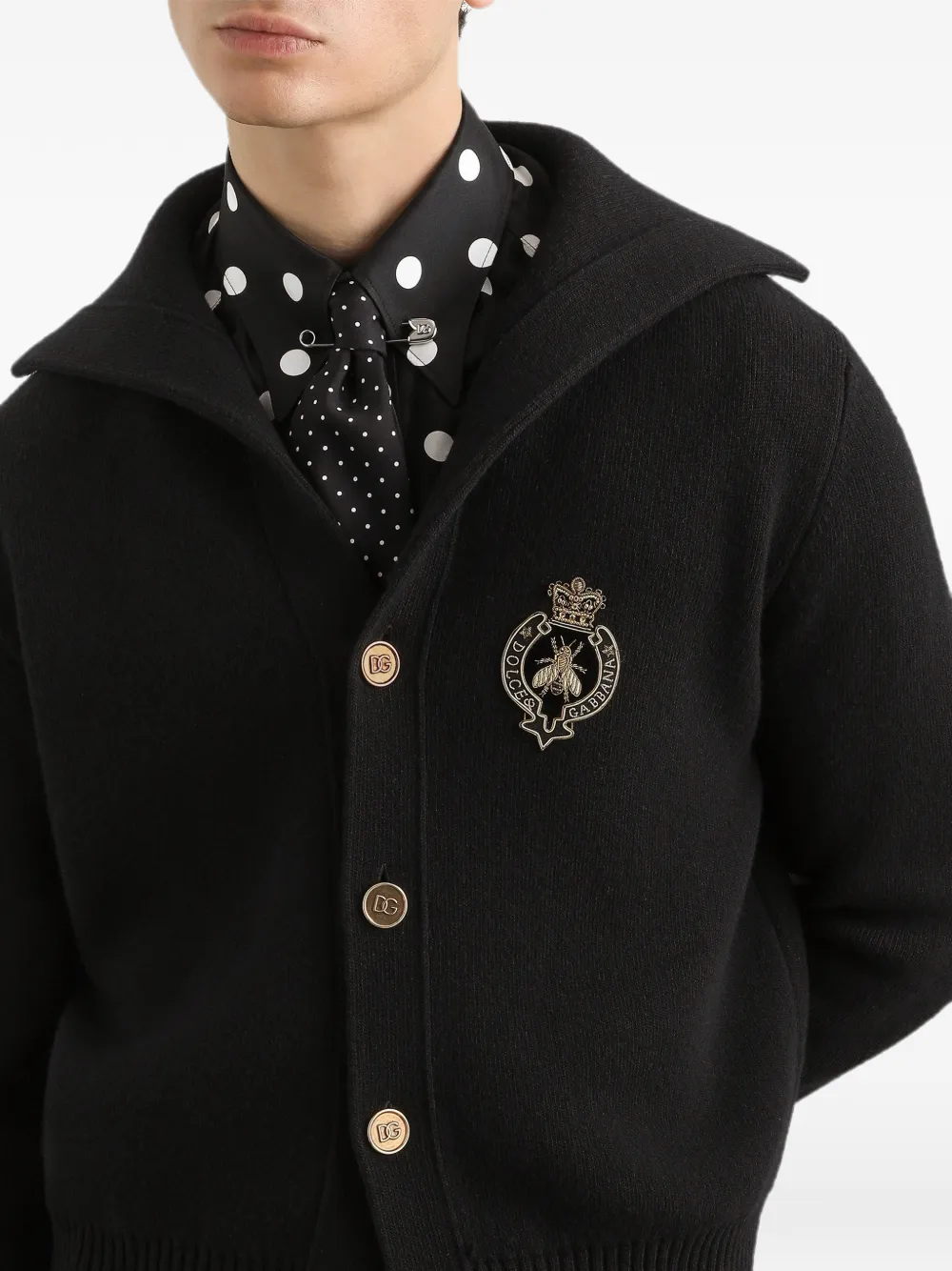 Dolce & Gabbana Vest van scheerwol met borduurwerk Zwart