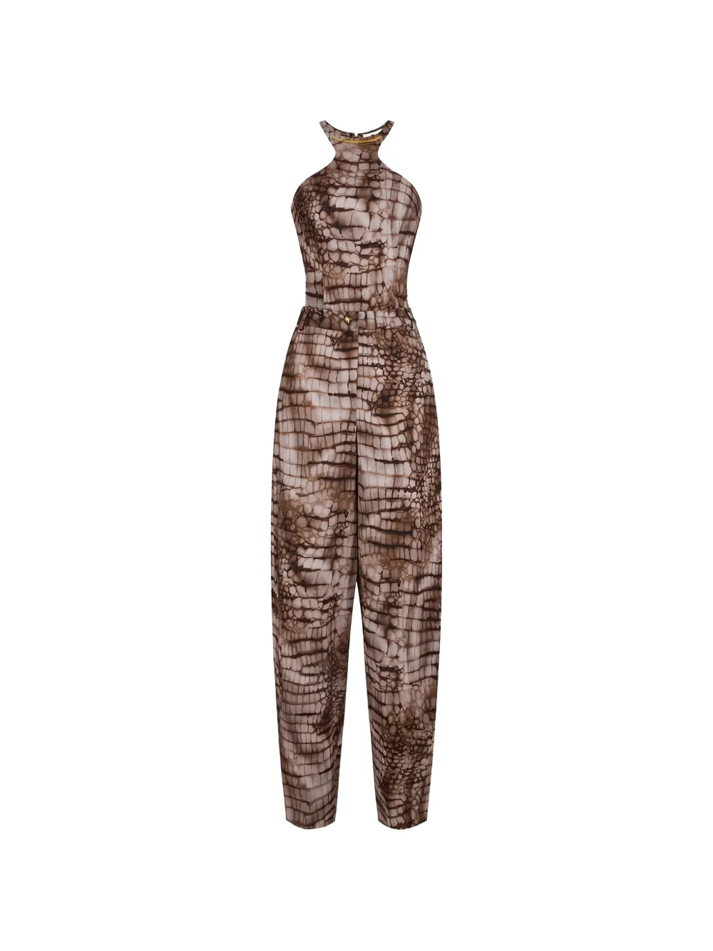 Elisabetta Franchi alligator-print racerback jumpsuit - Marrone