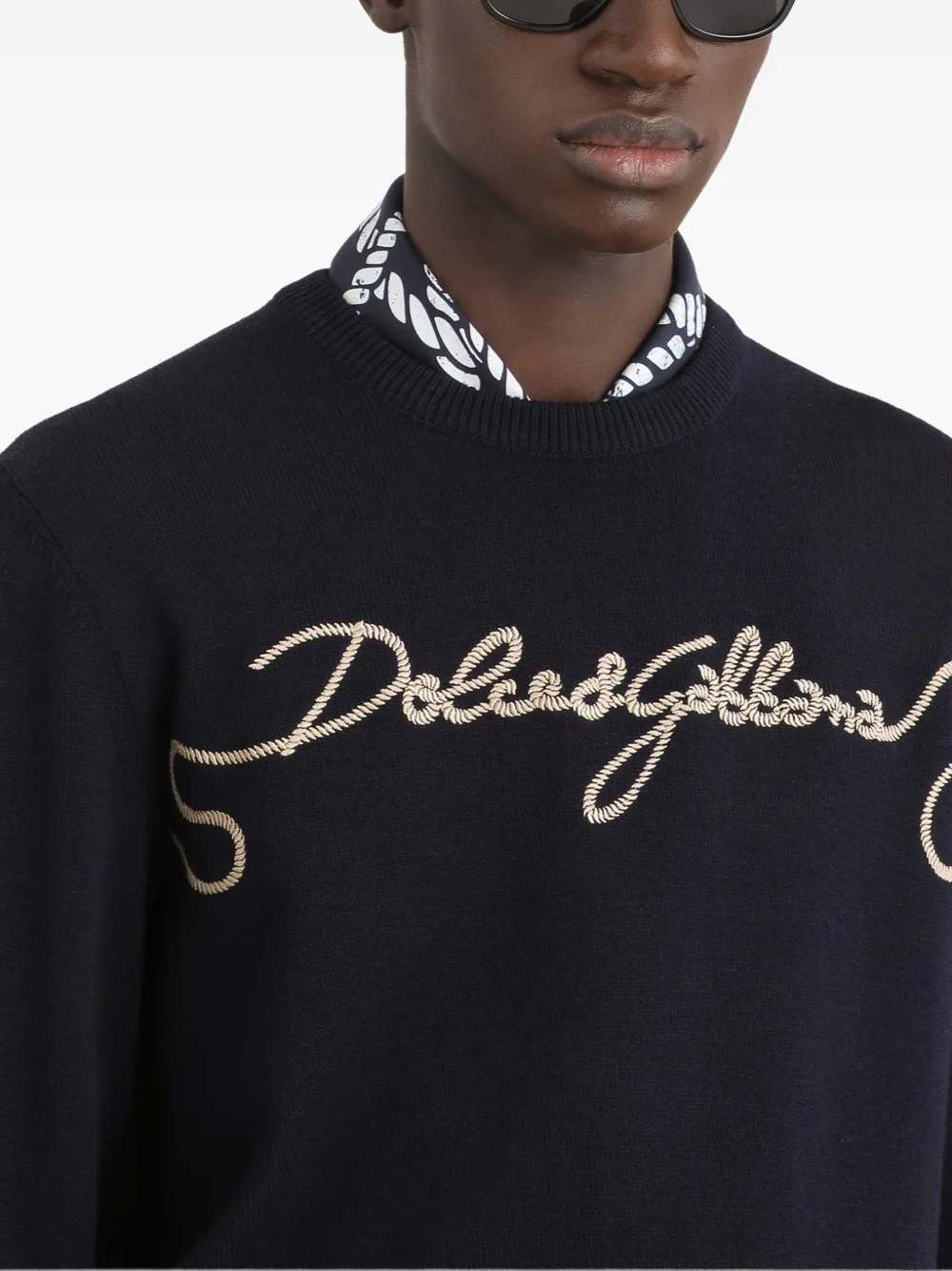 Dolce & Gabbana Gladde trui met borduursel Blauw