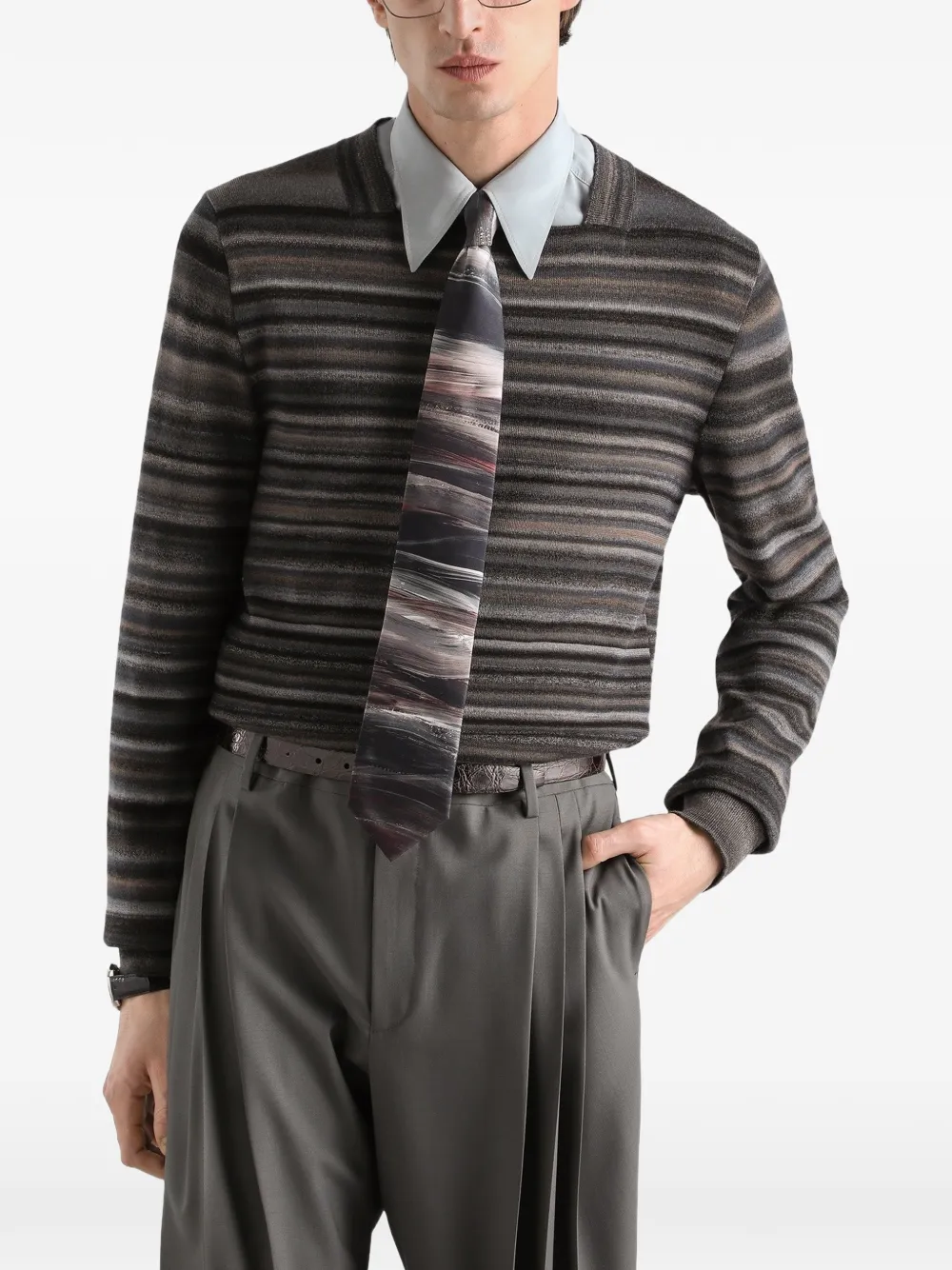 Dolce & Gabbana Gestreepte wollen pullover Grijs