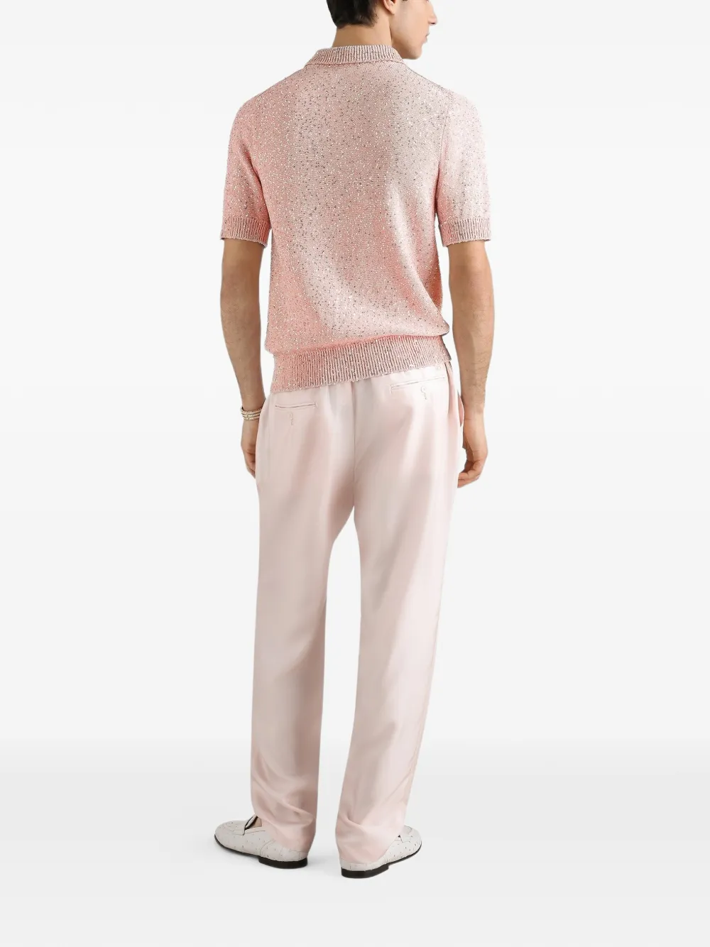 Dolce & Gabbana Zijden poloshirt met pailletten Roze