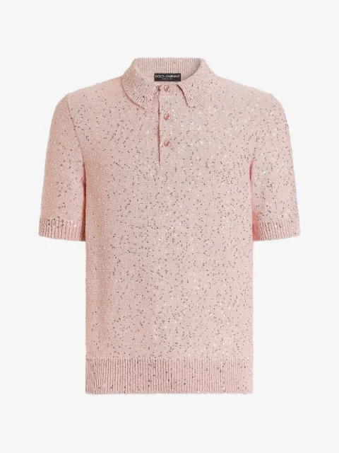 Dolce & Gabbana silk polo shirt with sequins