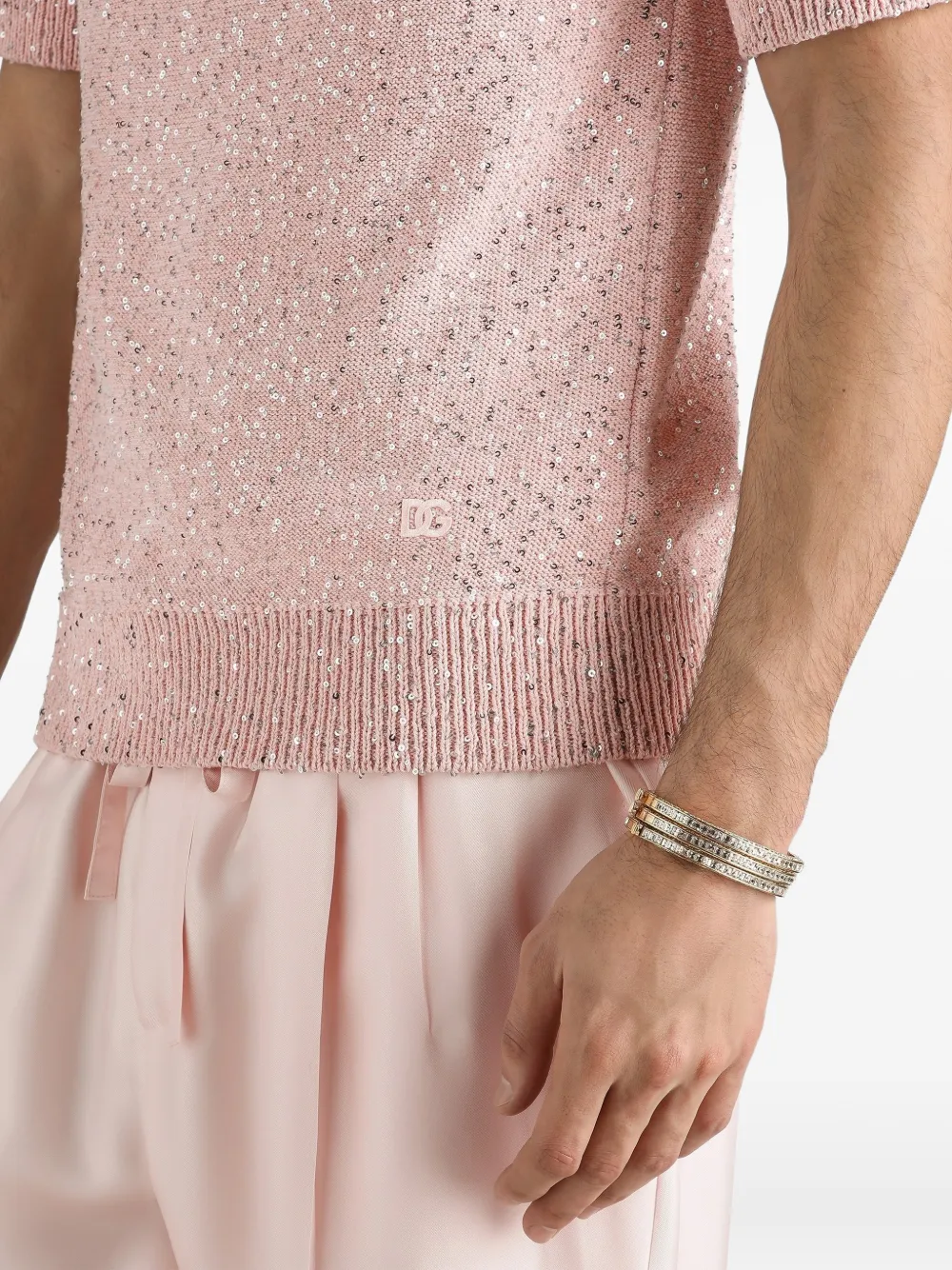 Dolce & Gabbana Zijden poloshirt met pailletten Roze