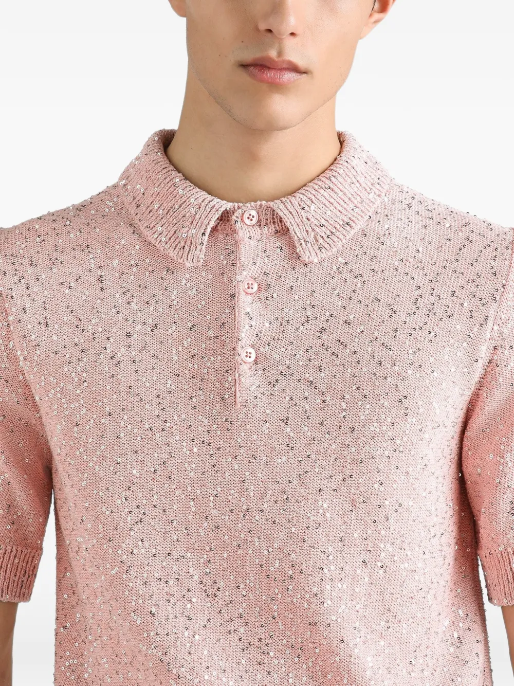 Dolce & Gabbana Zijden poloshirt met pailletten Roze