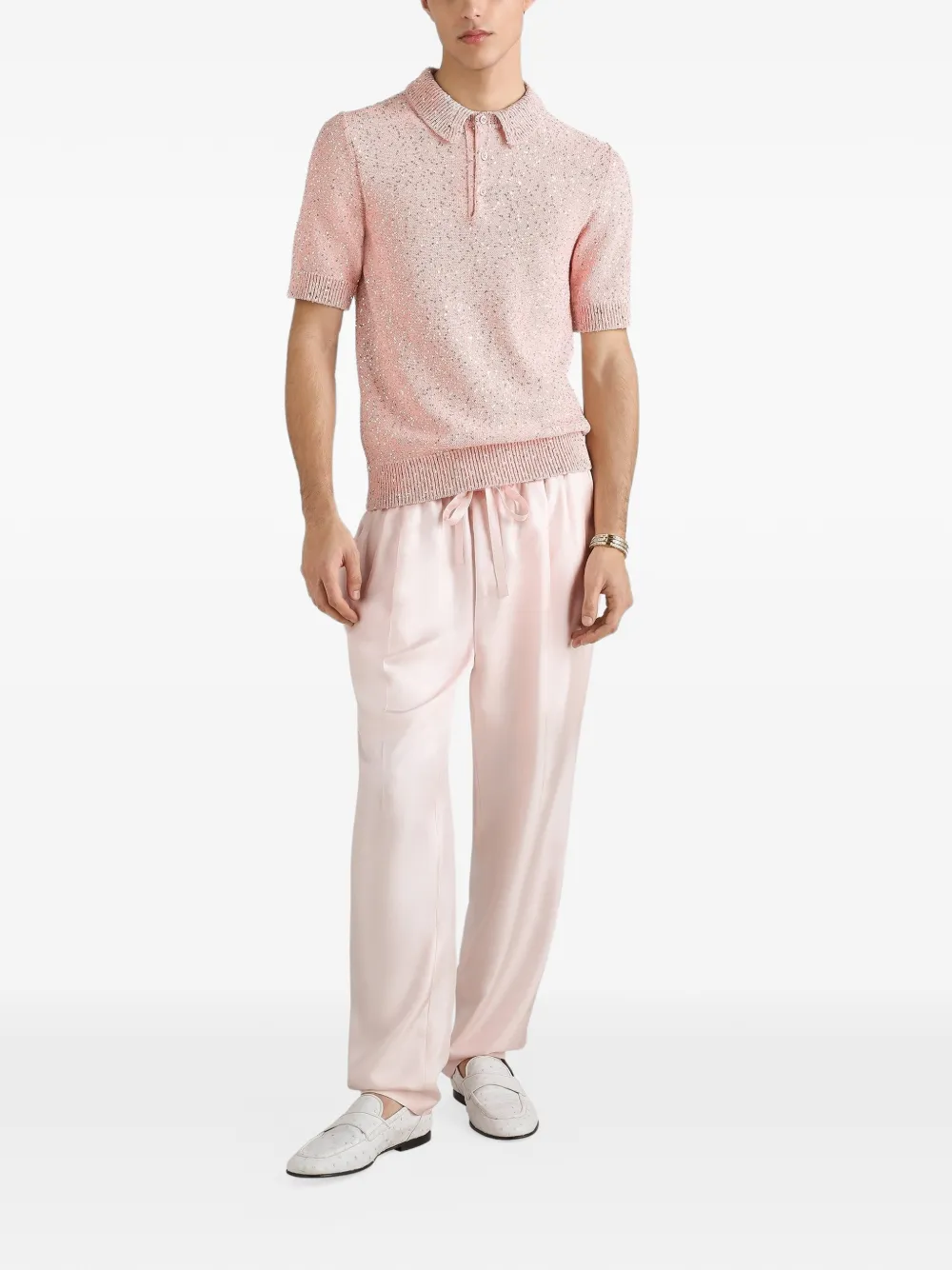 Dolce & Gabbana Zijden poloshirt met pailletten - Roze