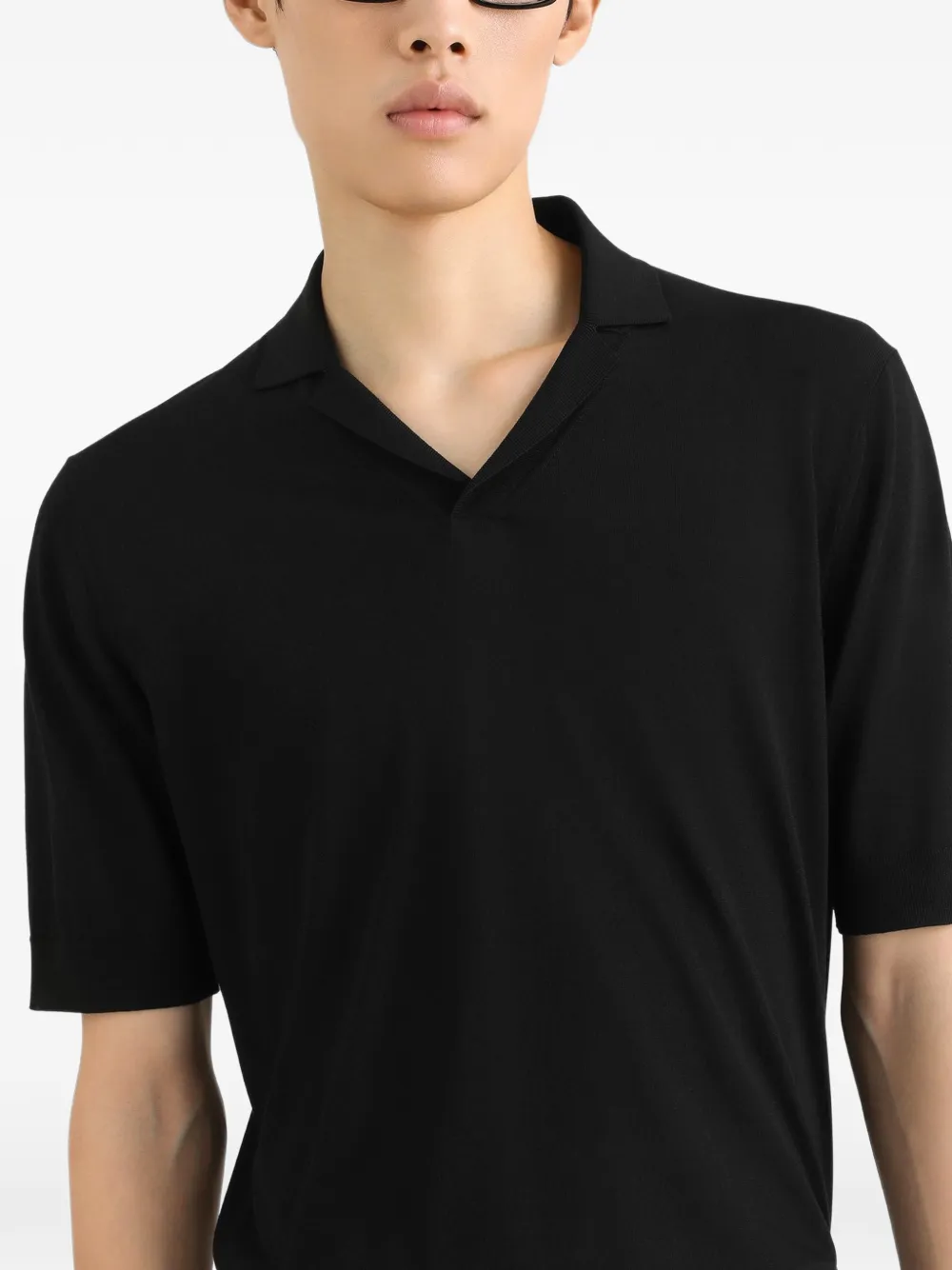 Dolce & Gabbana Silk Knit Polo Shirt | Black | FARFETCH