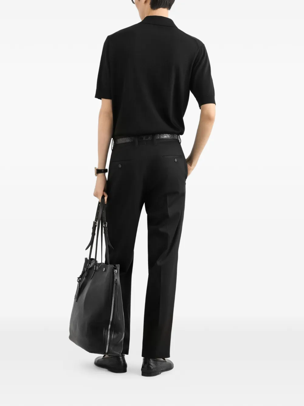 Dolce & Gabbana Zijden gebreid poloshirt Zwart
