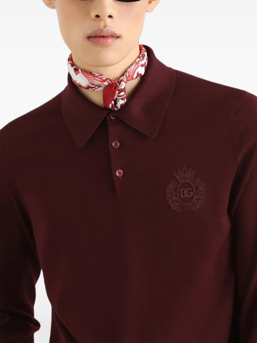 Dolce & Gabbana Gebreid poloshirt met borduurwerk Paars