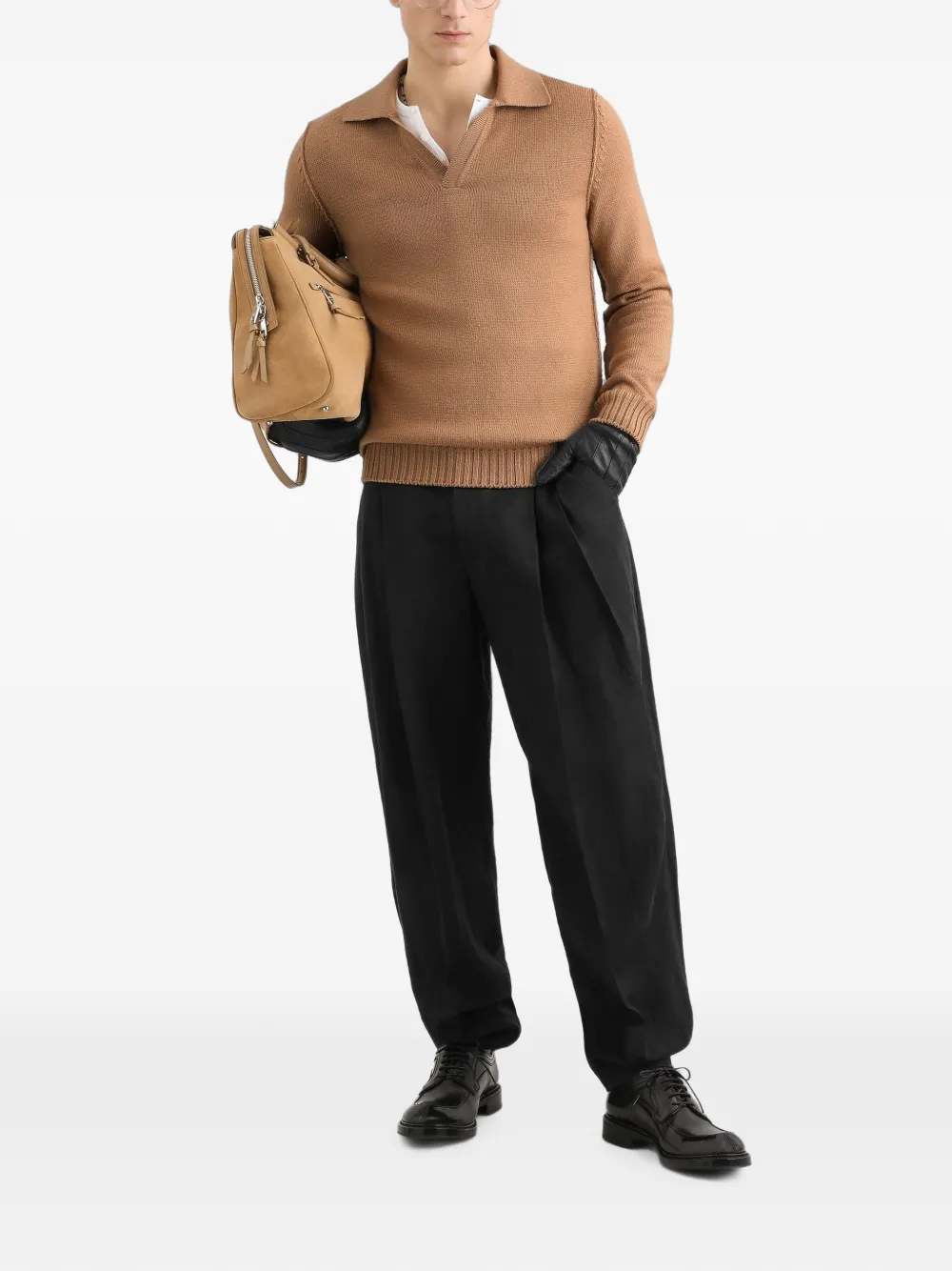 Dolce & Gabbana Poloshirt van scheerwol Bruin