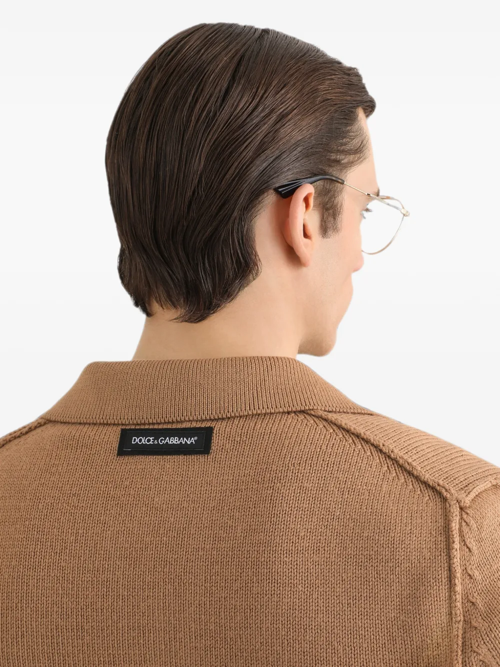 Dolce & Gabbana Poloshirt van scheerwol Bruin