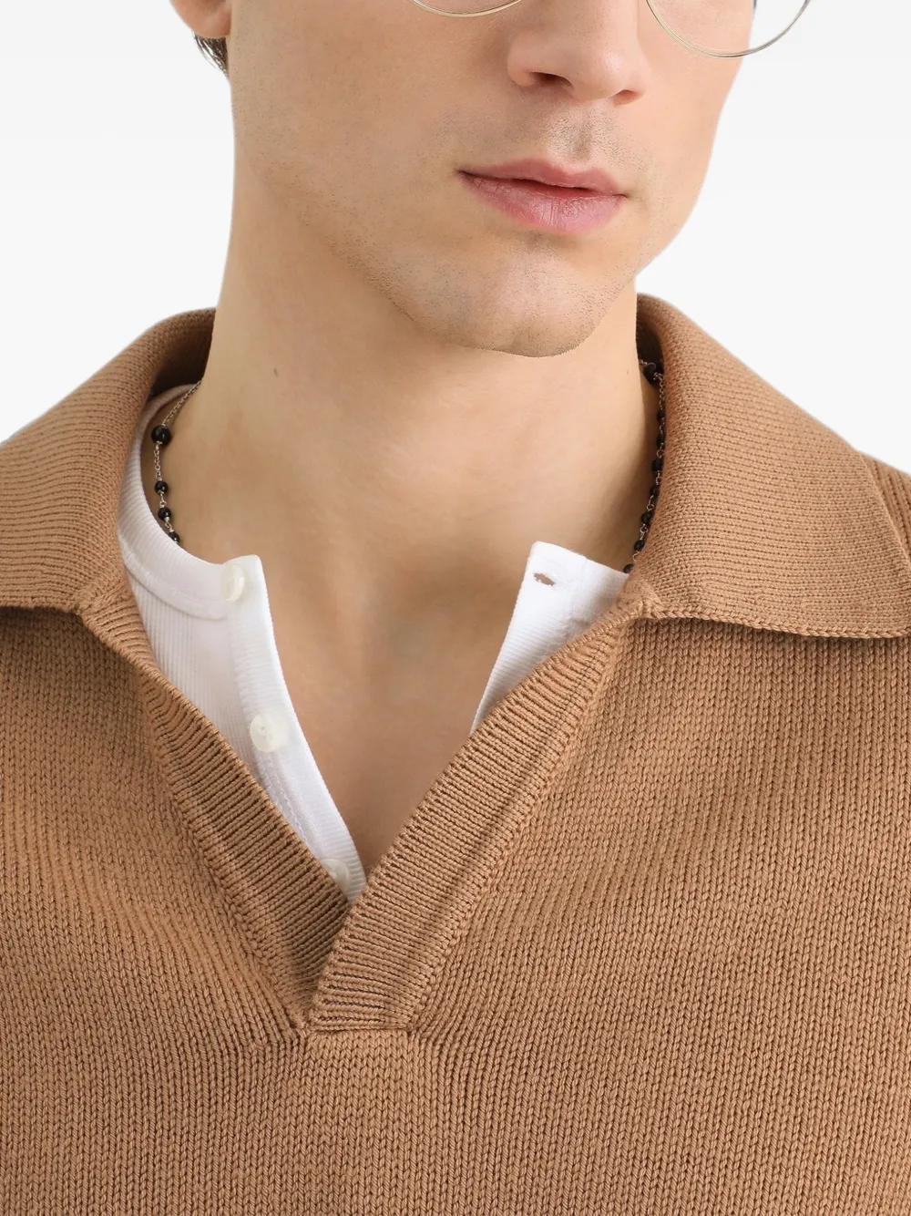 Dolce & Gabbana Poloshirt van scheerwol Bruin