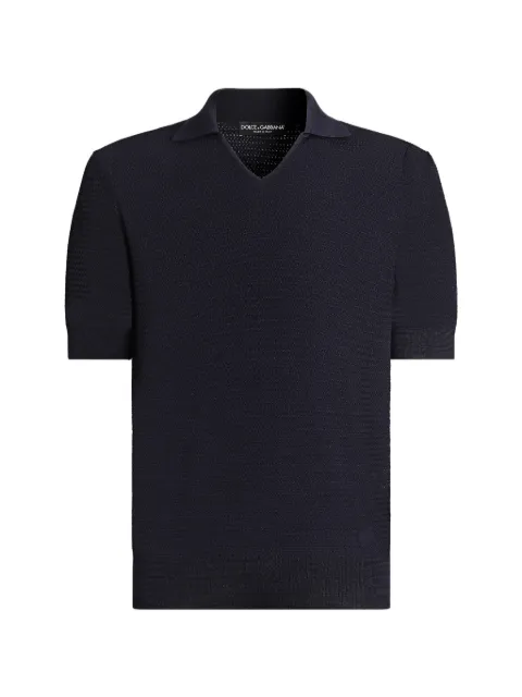 Dolce & Gabbana silk polo shirt with micro-stitch detailing