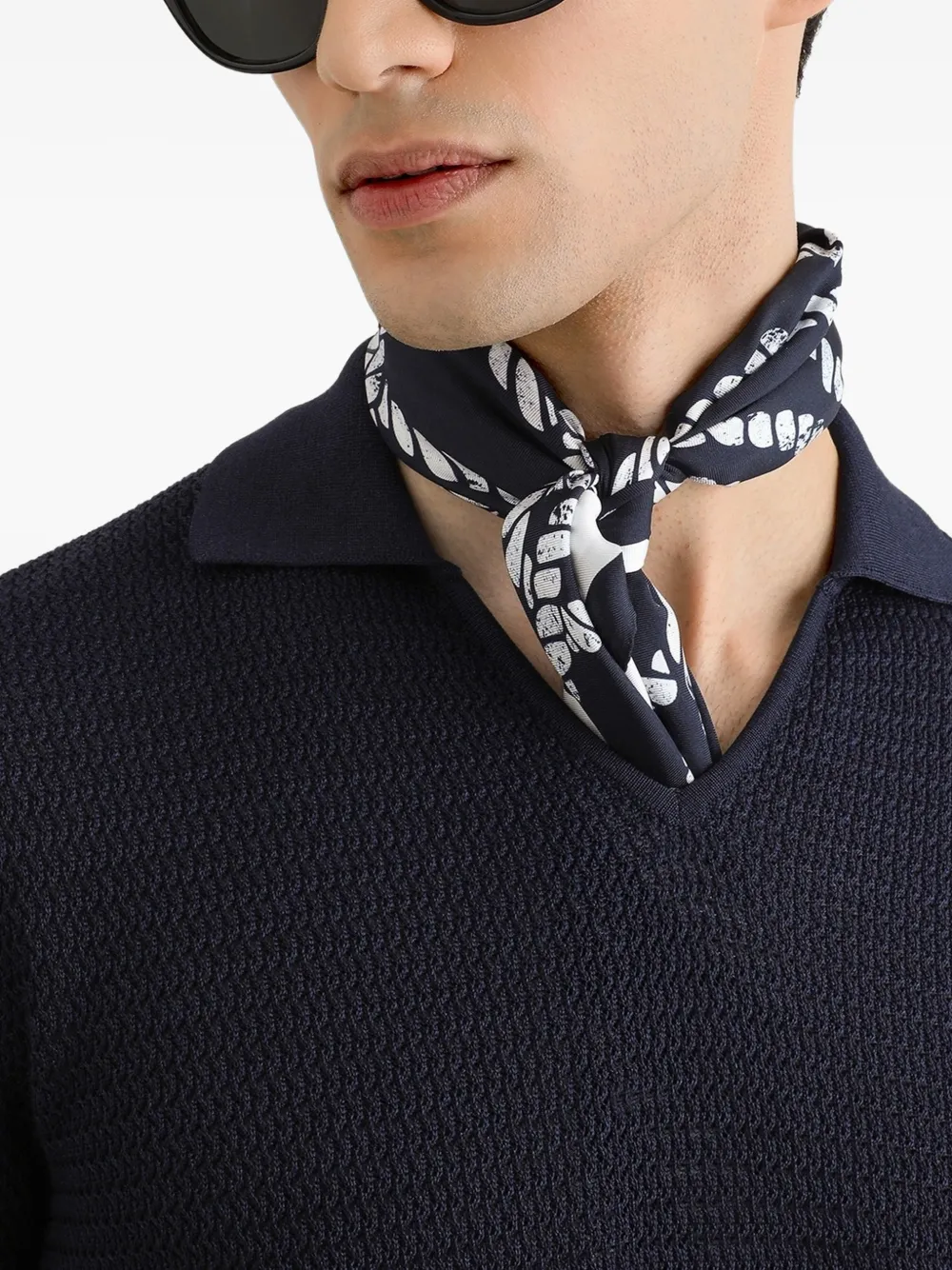 Dolce & Gabbana Zijden poloshirt met micro-stikseldetails Blauw
