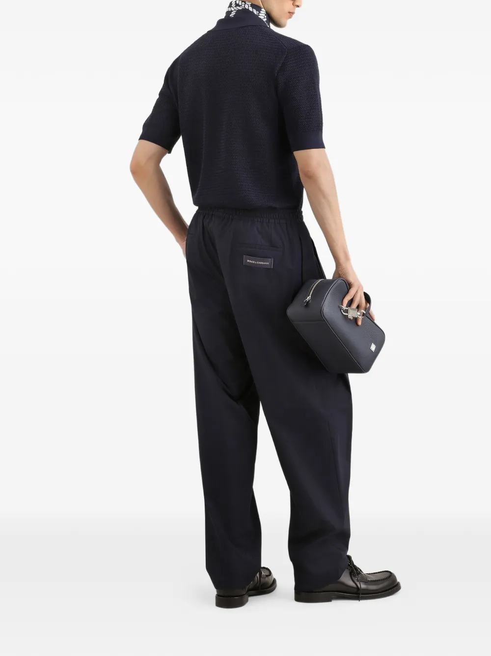Dolce & Gabbana Zijden poloshirt met micro-stikseldetails Blauw