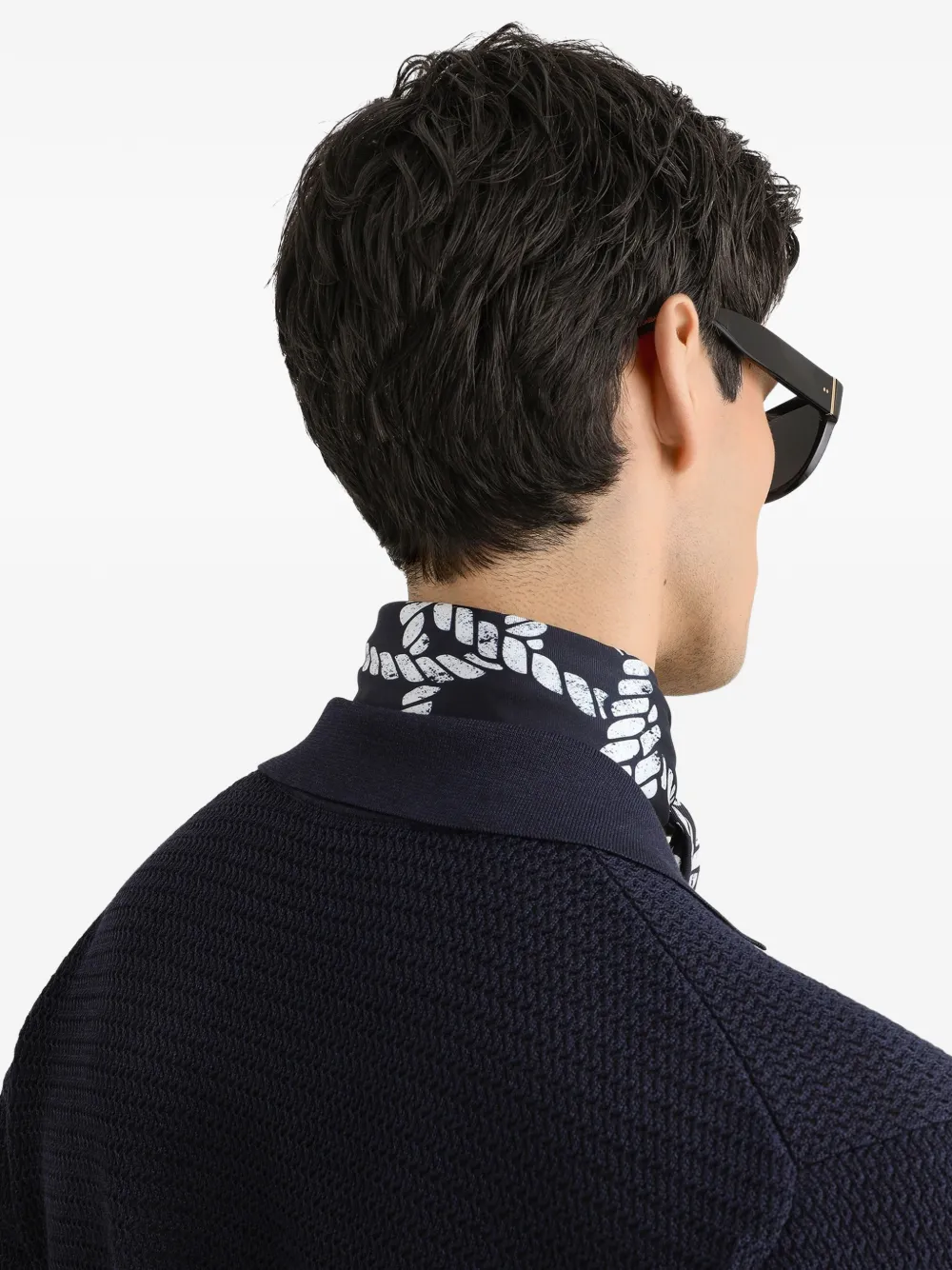 Dolce & Gabbana Zijden poloshirt met micro-stikseldetails Blauw