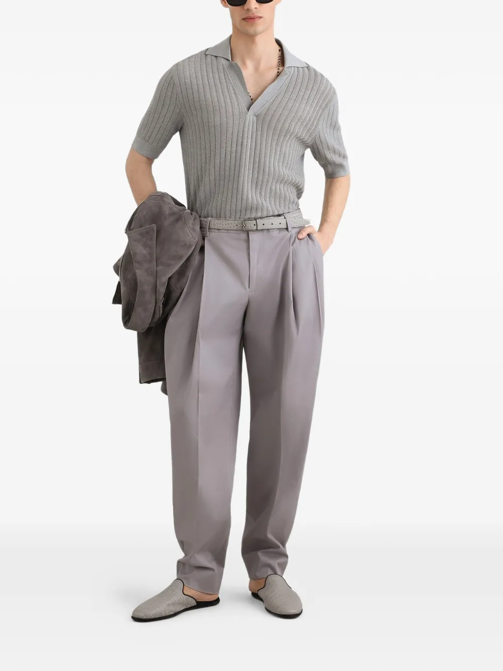 Dolce & Gabbana Zijden poloshirt Grijs