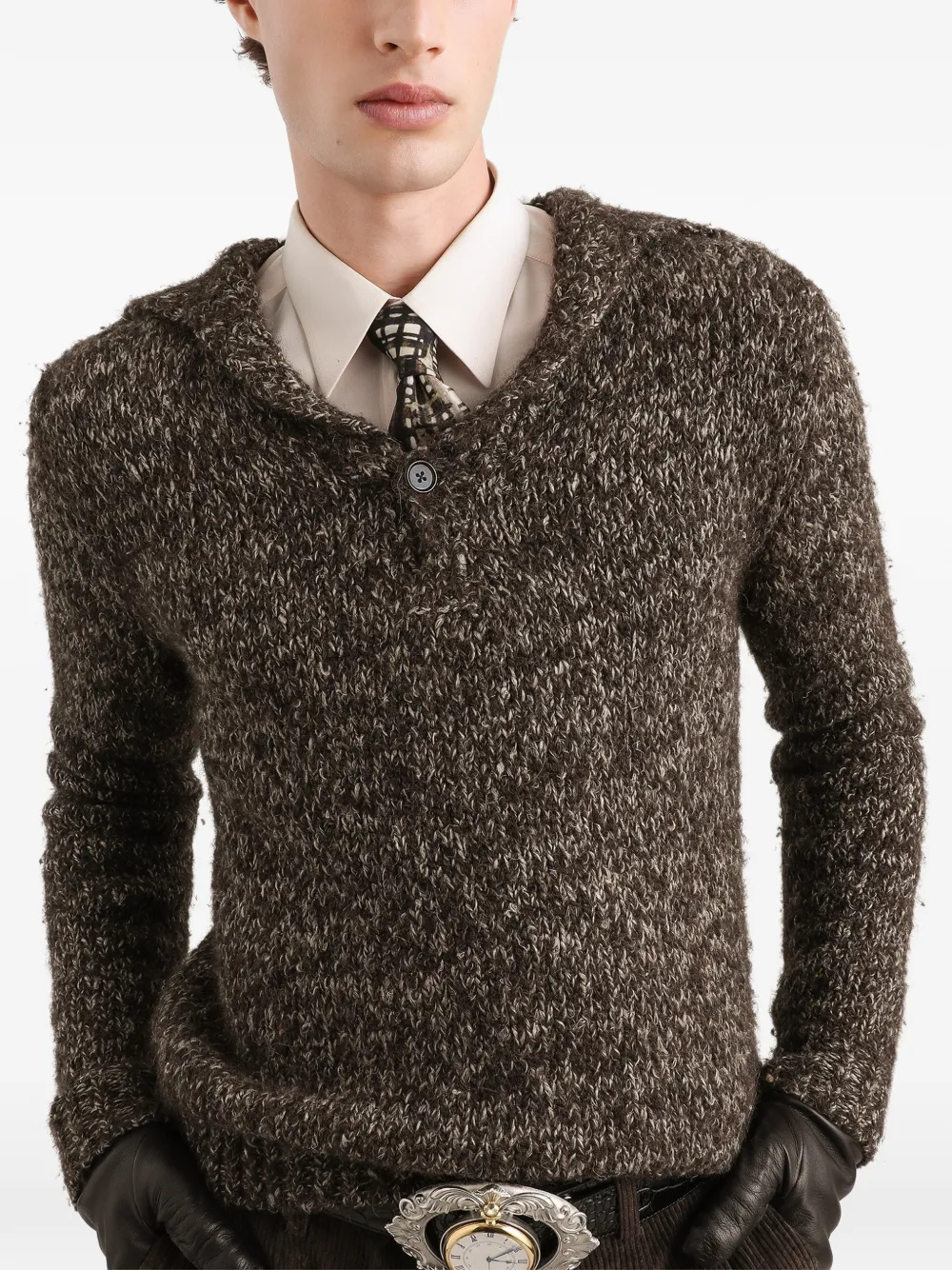 Dolce & Gabbana Poloshirt van alpacablend Bruin
