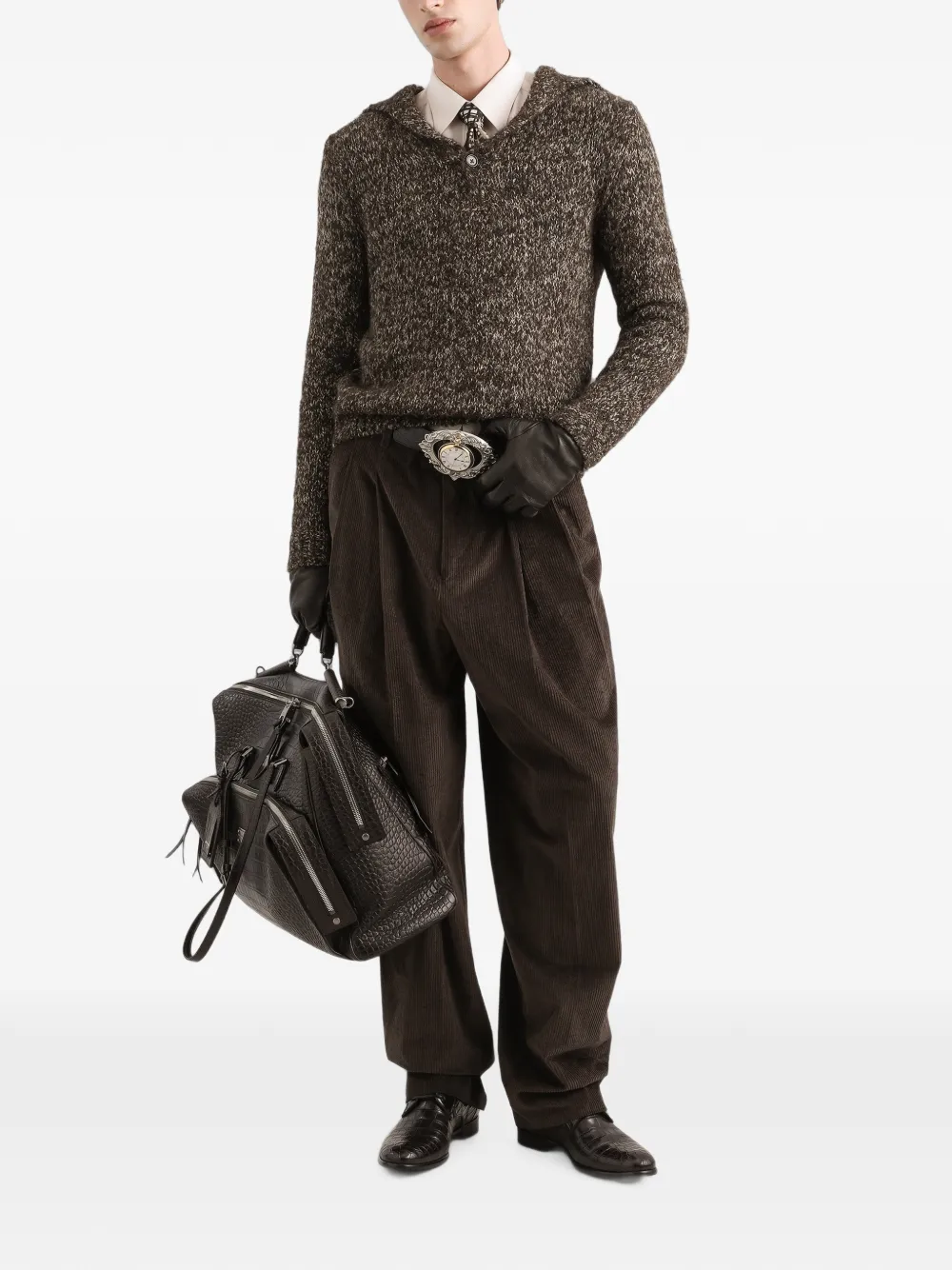 Dolce & Gabbana Poloshirt van alpacablend Bruin