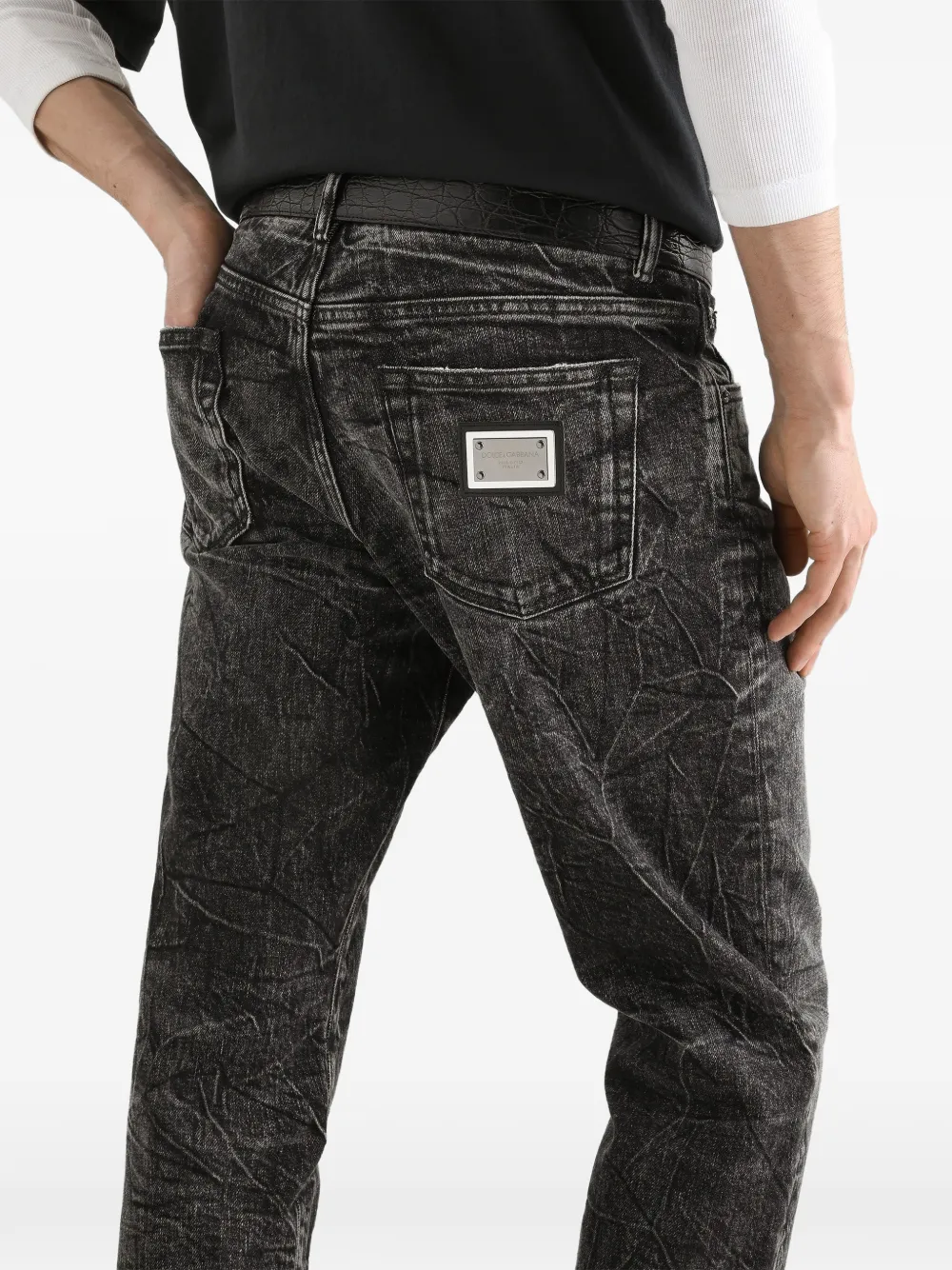 Dolce & Gabbana Jeans met logoplakkaat Zwart