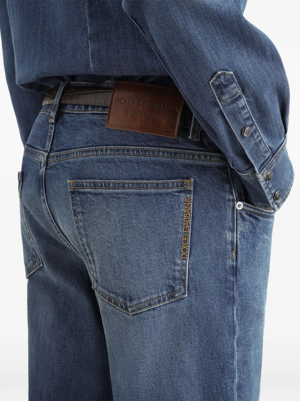 Dolce & Gabbana Straight jeans met logopatch Blauw