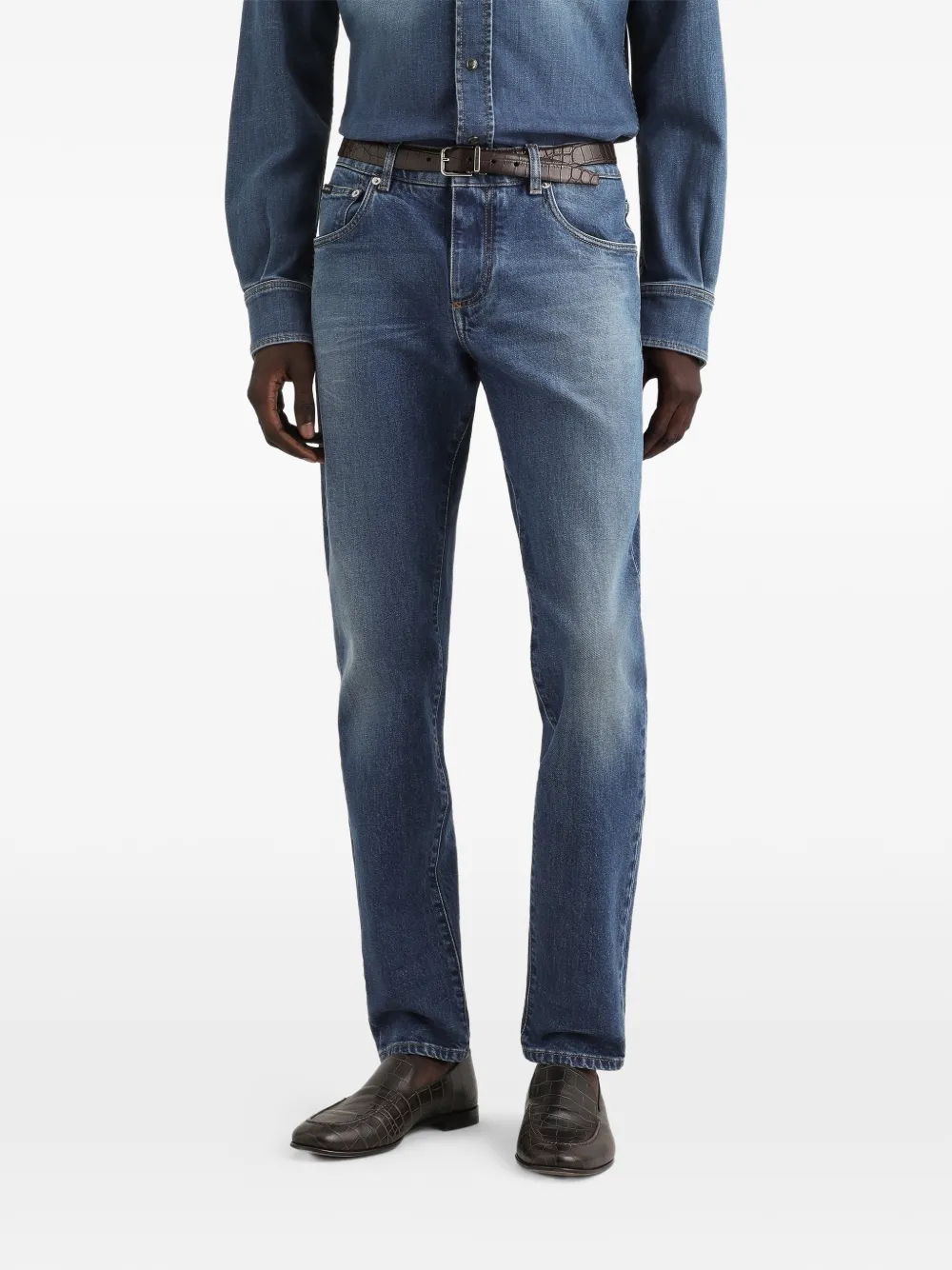 Dolce & Gabbana Straight jeans met logopatch Blauw