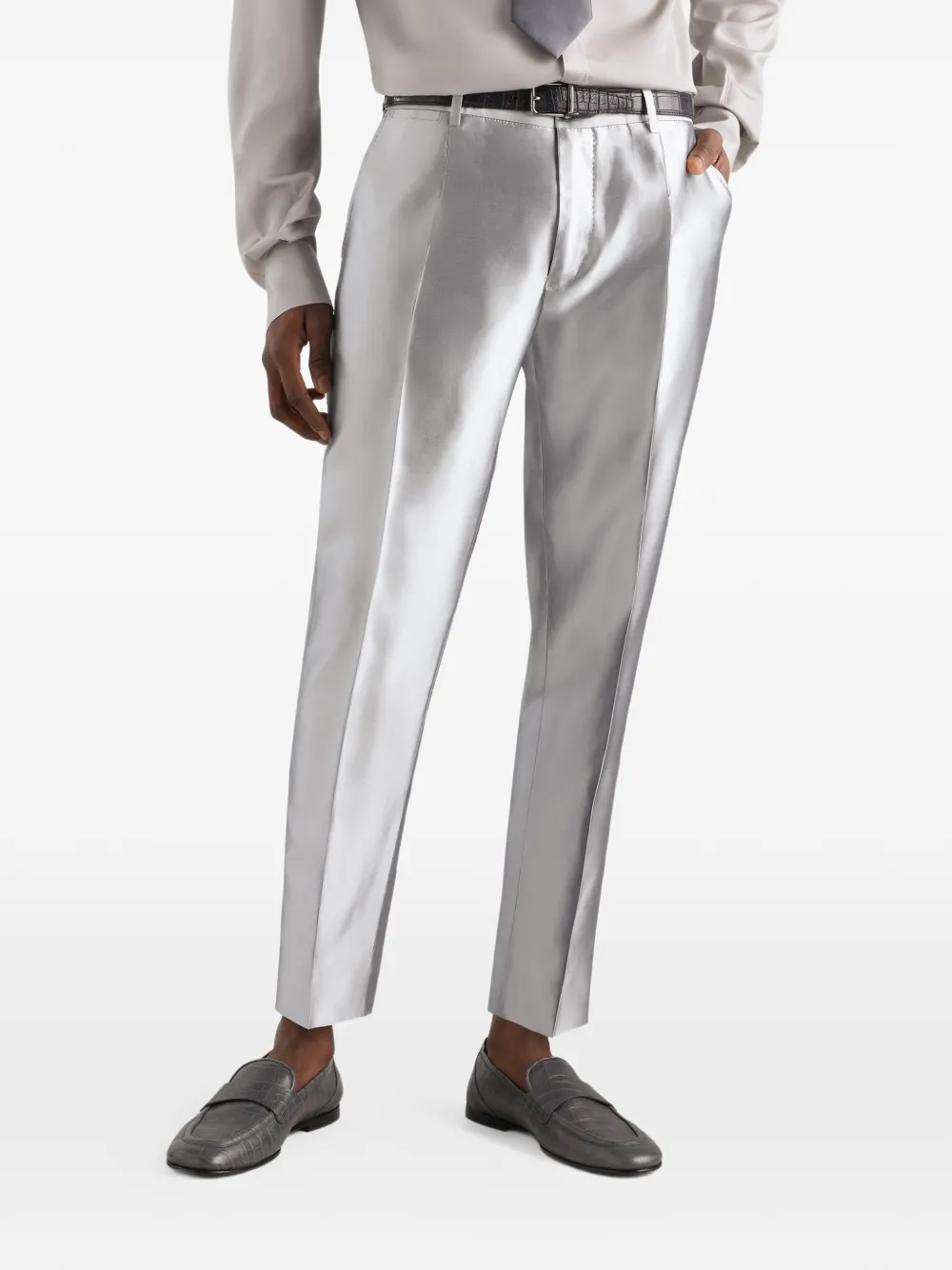 Dolce & Gabbana Zijden shantung broek Zilver