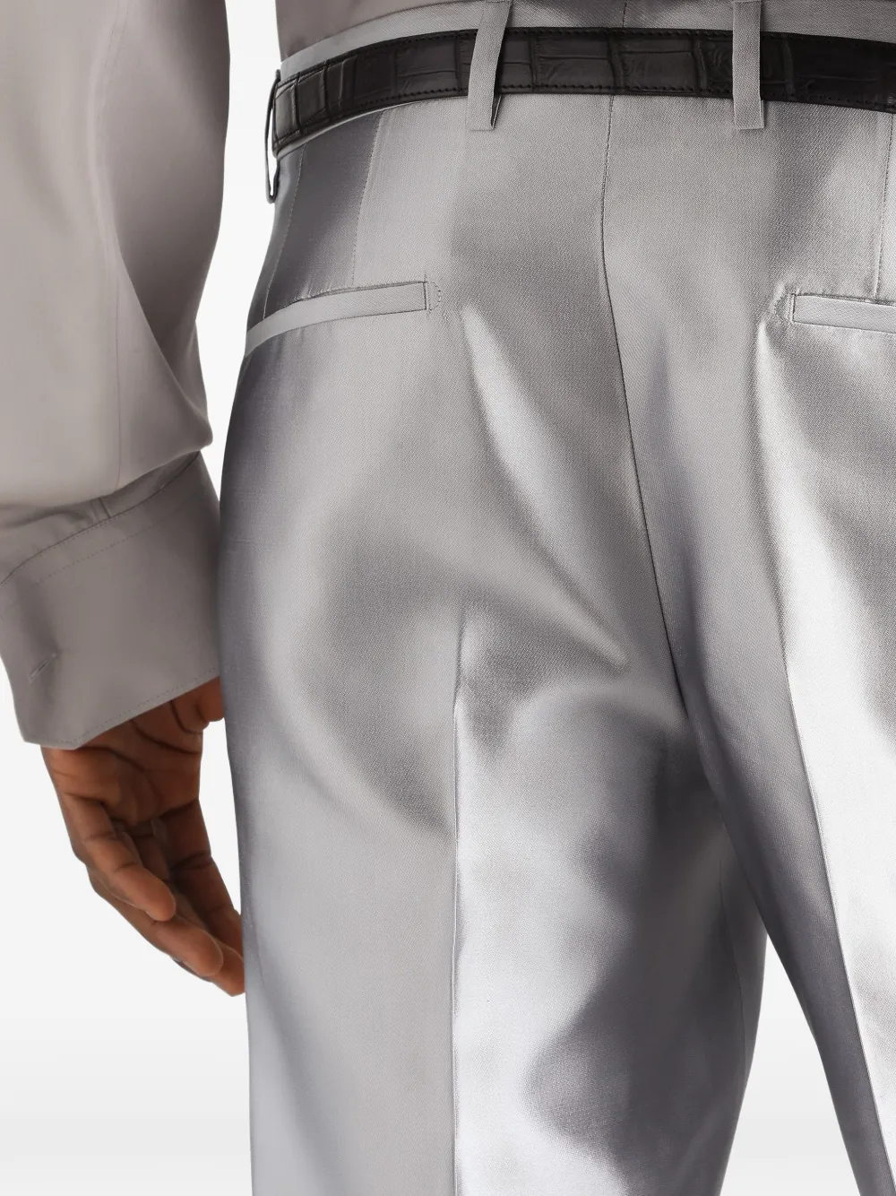 Dolce & Gabbana Zijden shantung broek Zilver