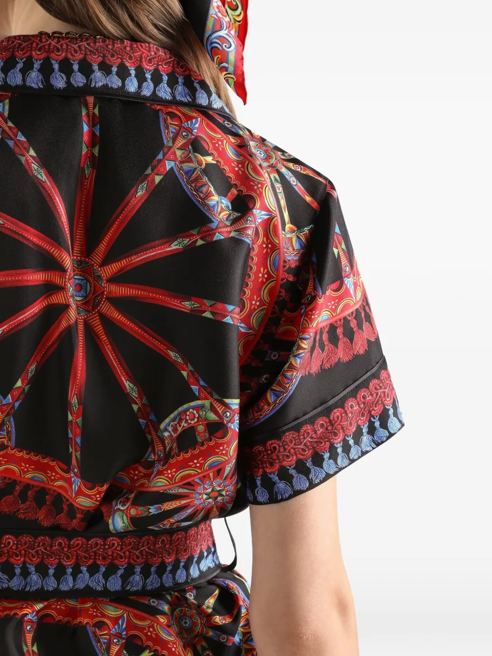 Dolce & Gabbana Zijden twill blouse met Carretto-print Zwart