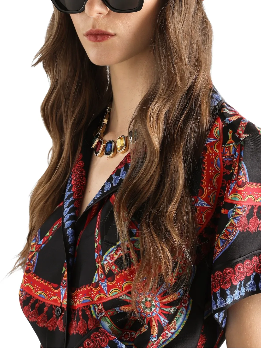 Dolce & Gabbana Zijden twill blouse met Carretto-print Zwart
