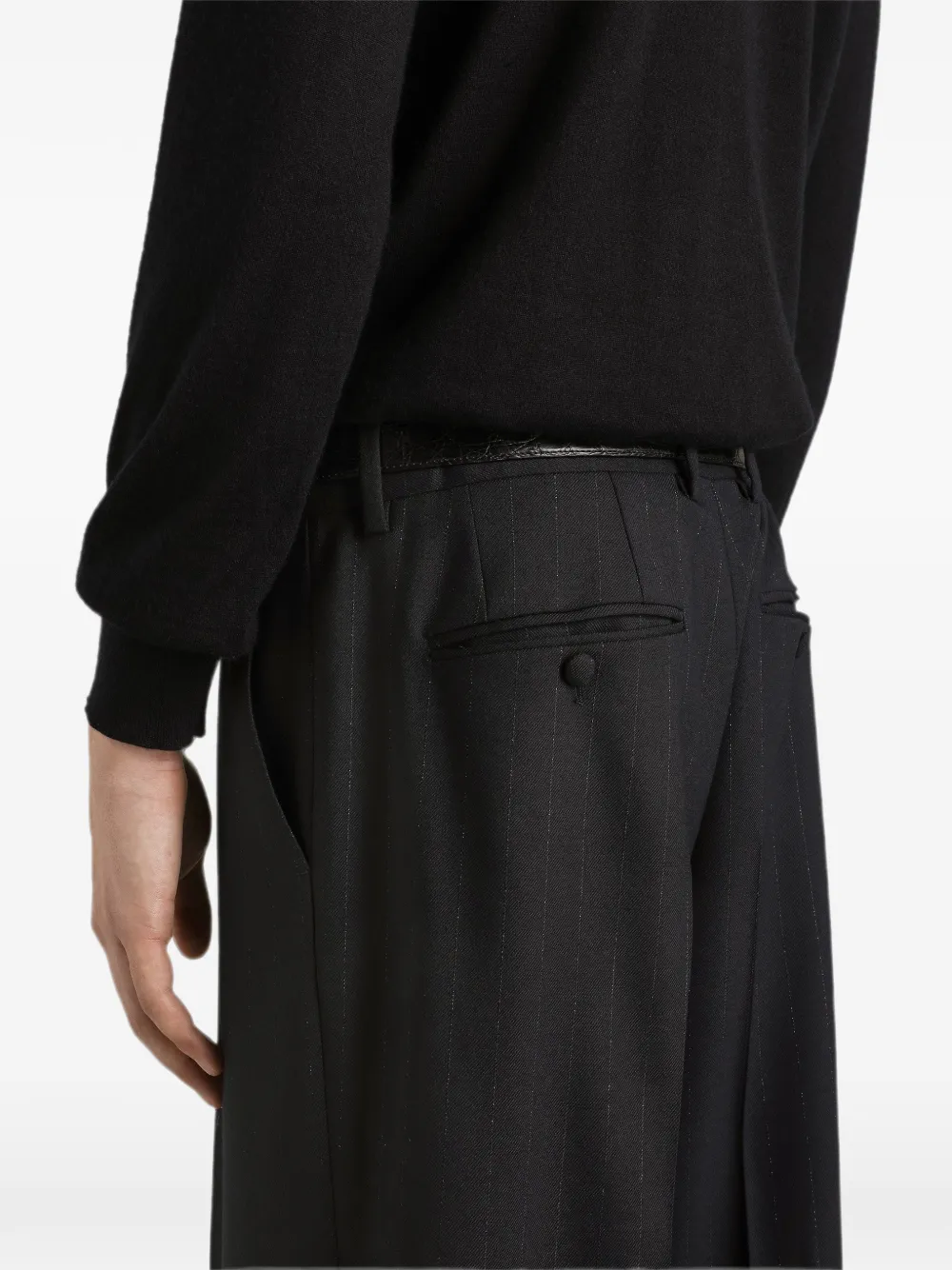 Dolce & Gabbana Wollen broek met krijtstreep Zwart