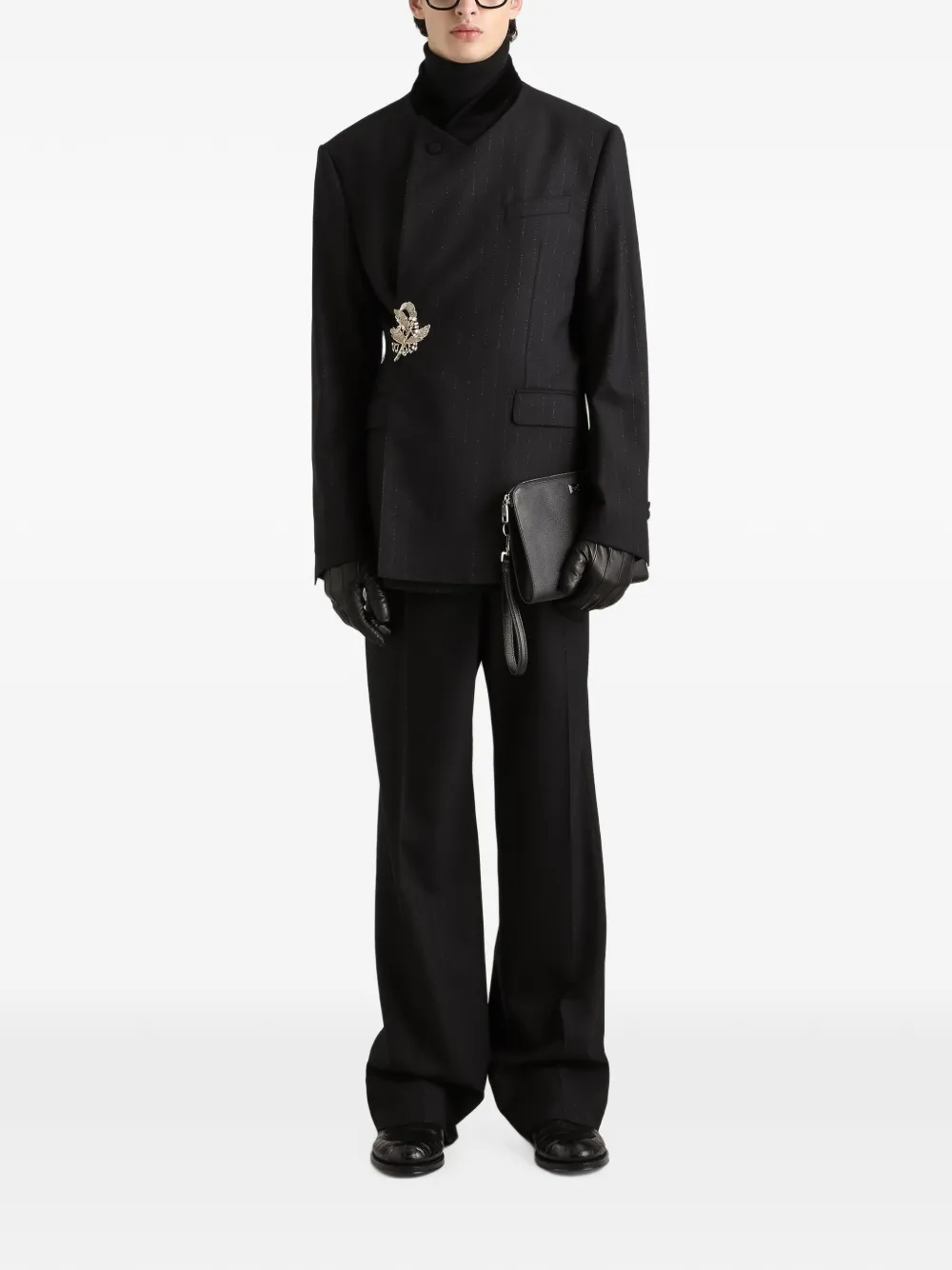 Dolce & Gabbana Wollen broek met krijtstreep Zwart