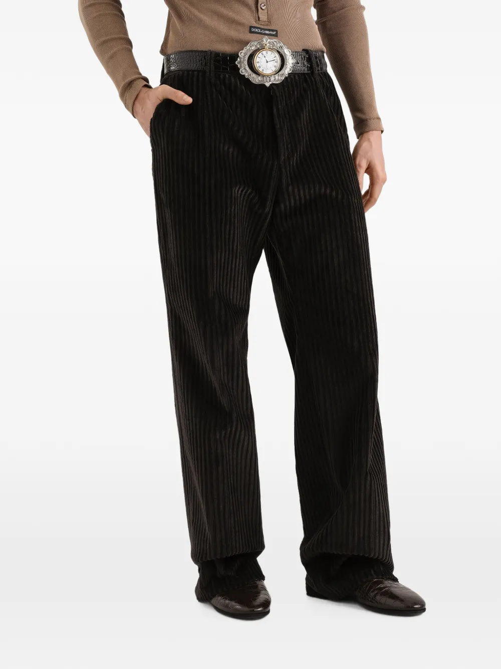Dolce & Gabbana Ribfluwelen broek Bruin