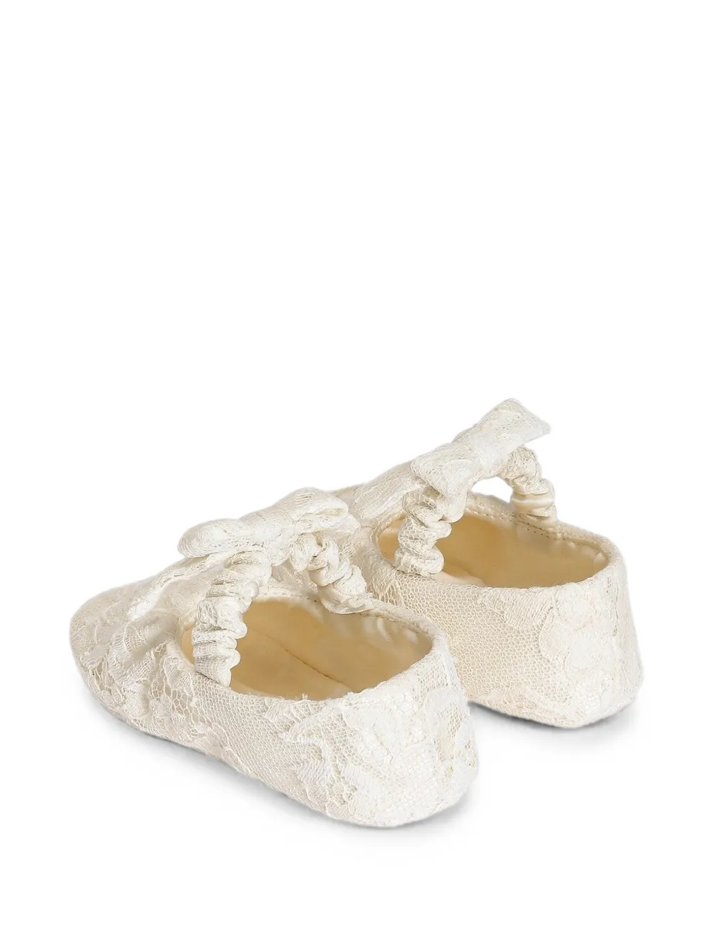 Dolce & Gabbana Kids Slofjes met strik en kant Beige