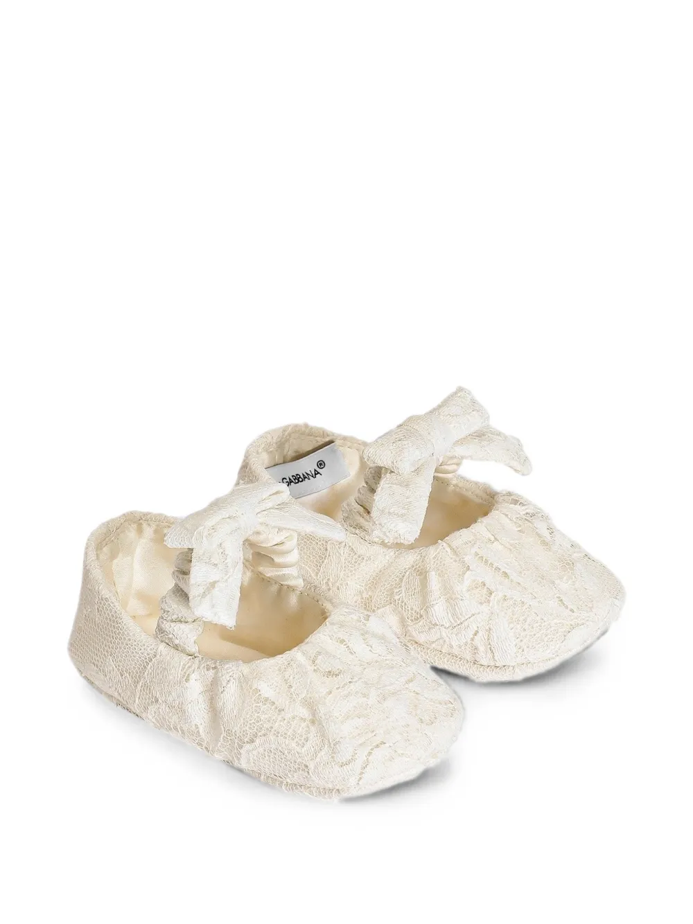 Dolce & Gabbana Kids Slofjes met strik en kant Beige