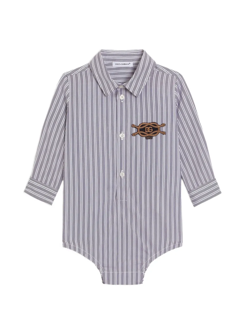 Dolce & Gabbana Kids Gestreifter Body mit Patch - Blau