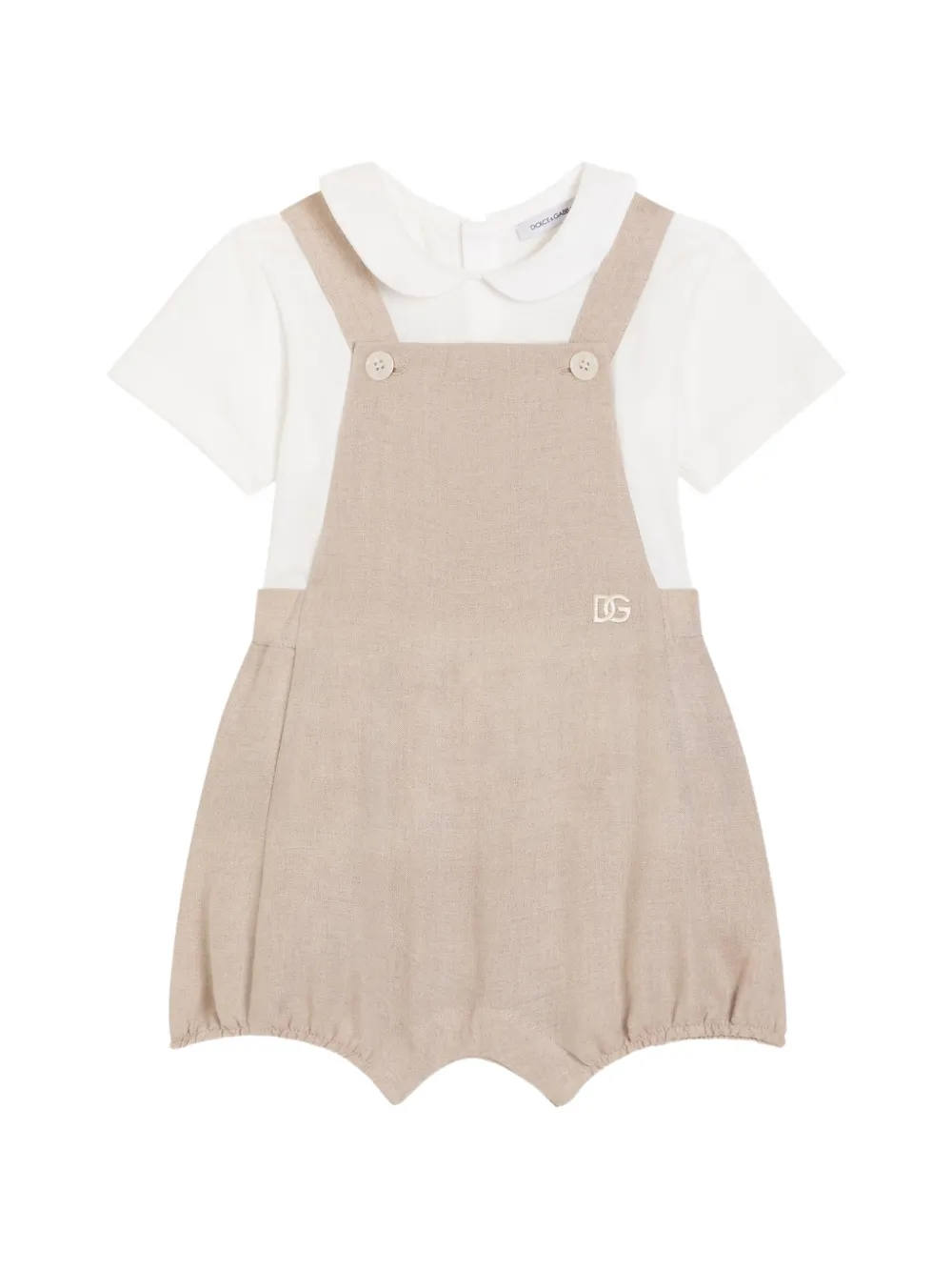 Dolce & Gabbana Kids barboteuse en lin à broderies - Tons neutres