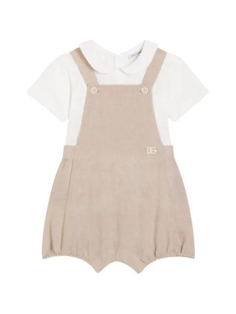 Dolce & Gabbana Kids linen romper with embroidery