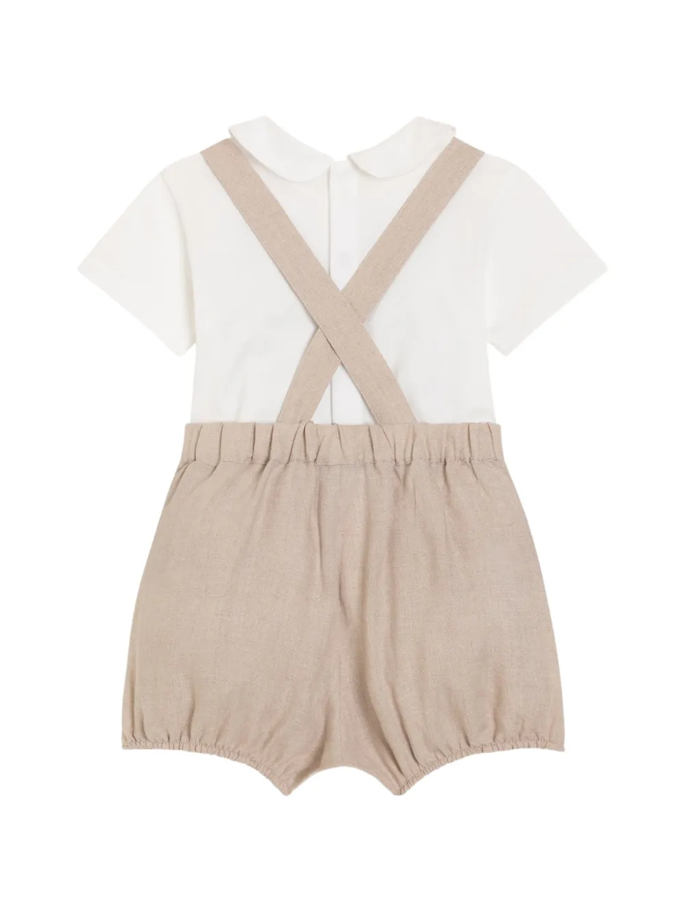 Dolce & Gabbana Kids Linnen romper met borduurwerk Beige